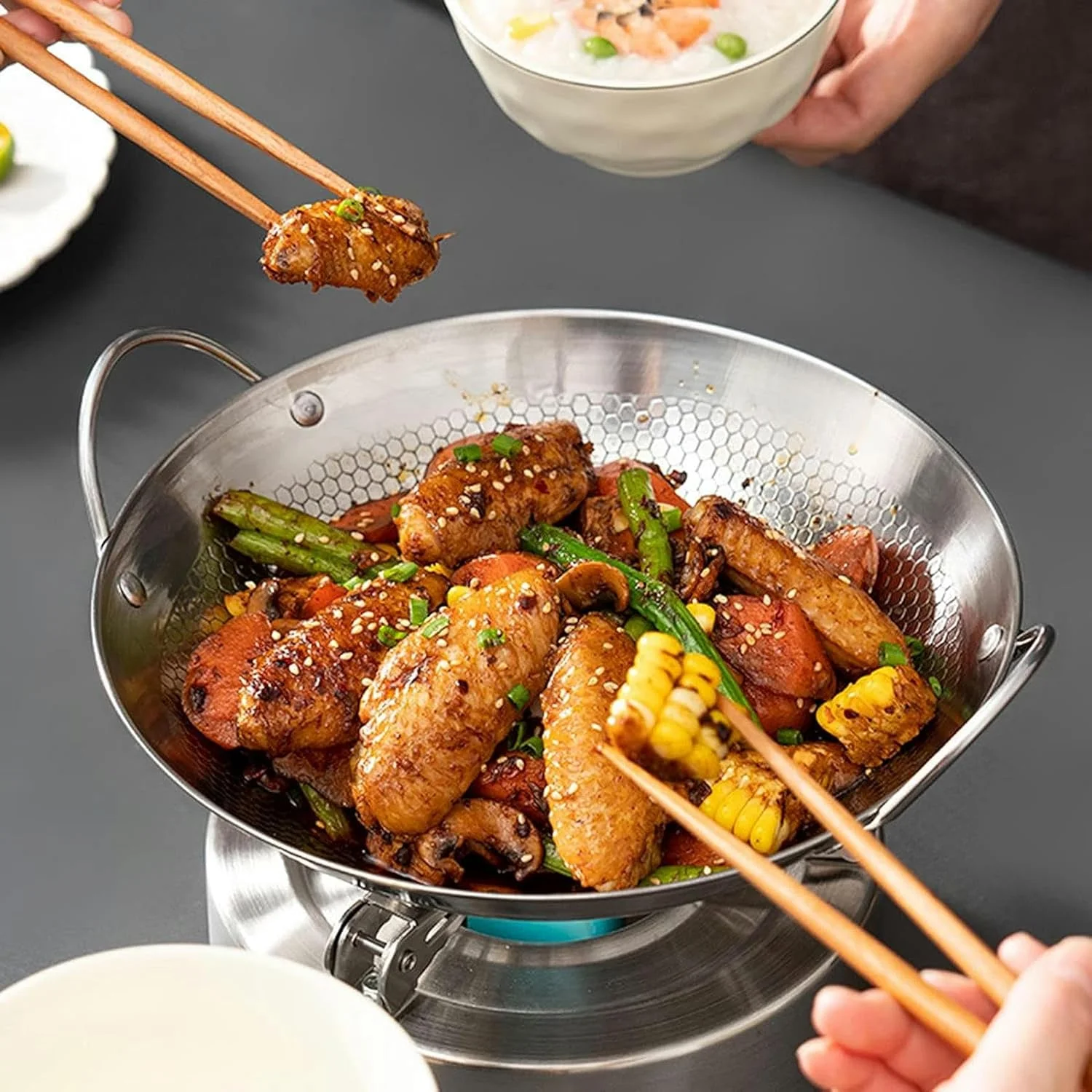 ظروف گرم نگهدارنده غذا و ظروف گرم کننده استیل ضد زنگ خانگی، تابه گریل نچسب 9/10 اینچی، سینی های گرم کننده با نگهدارنده سوخت، برای مهمانی شام، عروسی، پخت و پز (مشکی 9 اینچ) ظروف گرم نگهدارنده غذا و ظروف گرم کننده استیل ضد زنگ خانگی، تابه گریل نچسب 9/10 اینچی، سینی های گرم کننده با نگهدارنده سوخت، برای مهمانی شام، عروسی، پخت و پز (مشکی 9 اینچ)