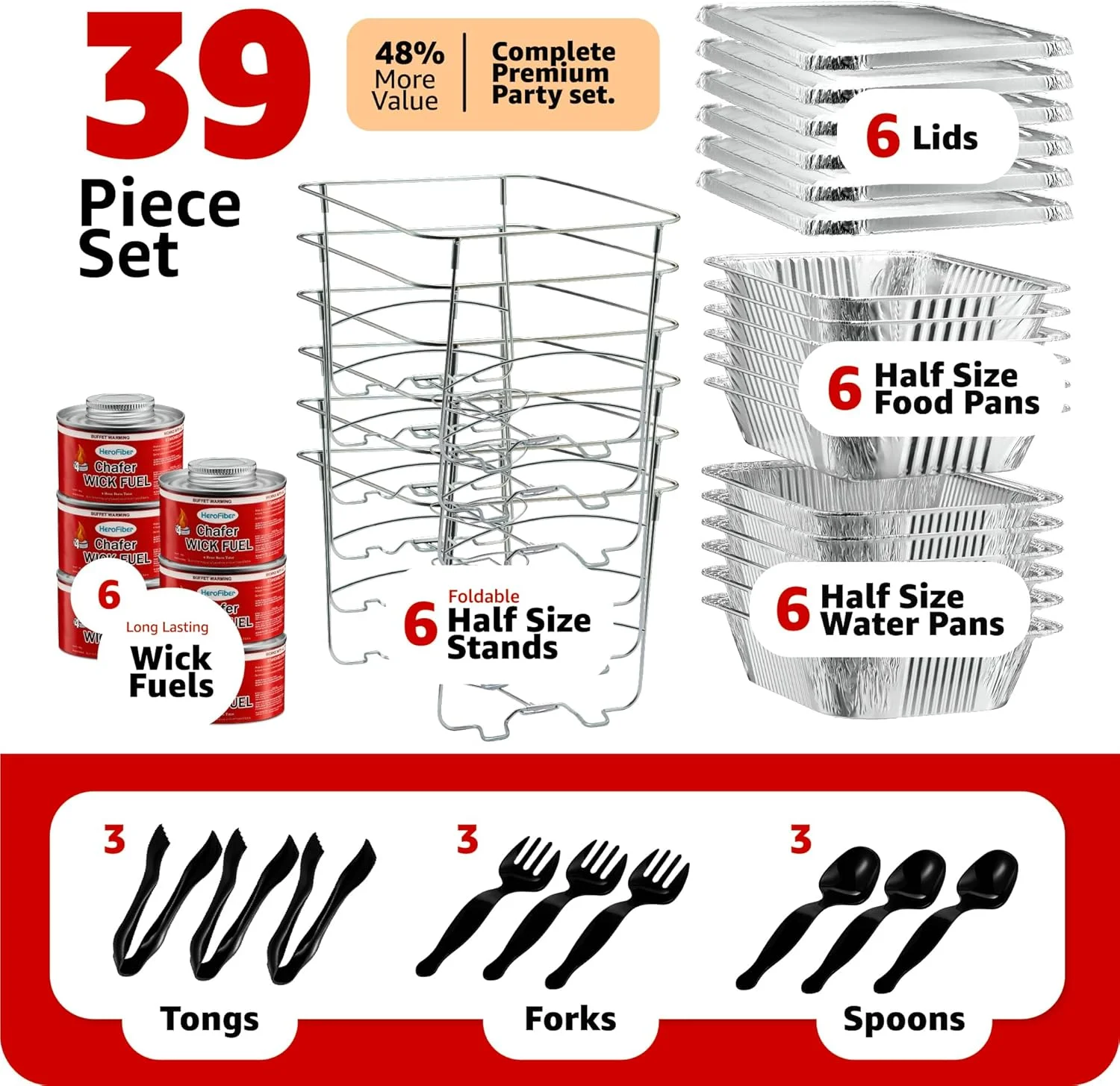 ست بوفه گرمکن غذا یکبار مصرف HeroFiber، لوازم پذیرایی، نمایش بوفه، تابه تکی نیم سایز (بسته 6 عددی)، CL6PKMINIDOMA2 ست بوفه گرمکن غذا یکبار مصرف HeroFiber، لوازم پذیرایی، نمایش بوفه، تابه تکی نیم سایز (بسته 6 عددی)، CL6PKMINIDOMA2