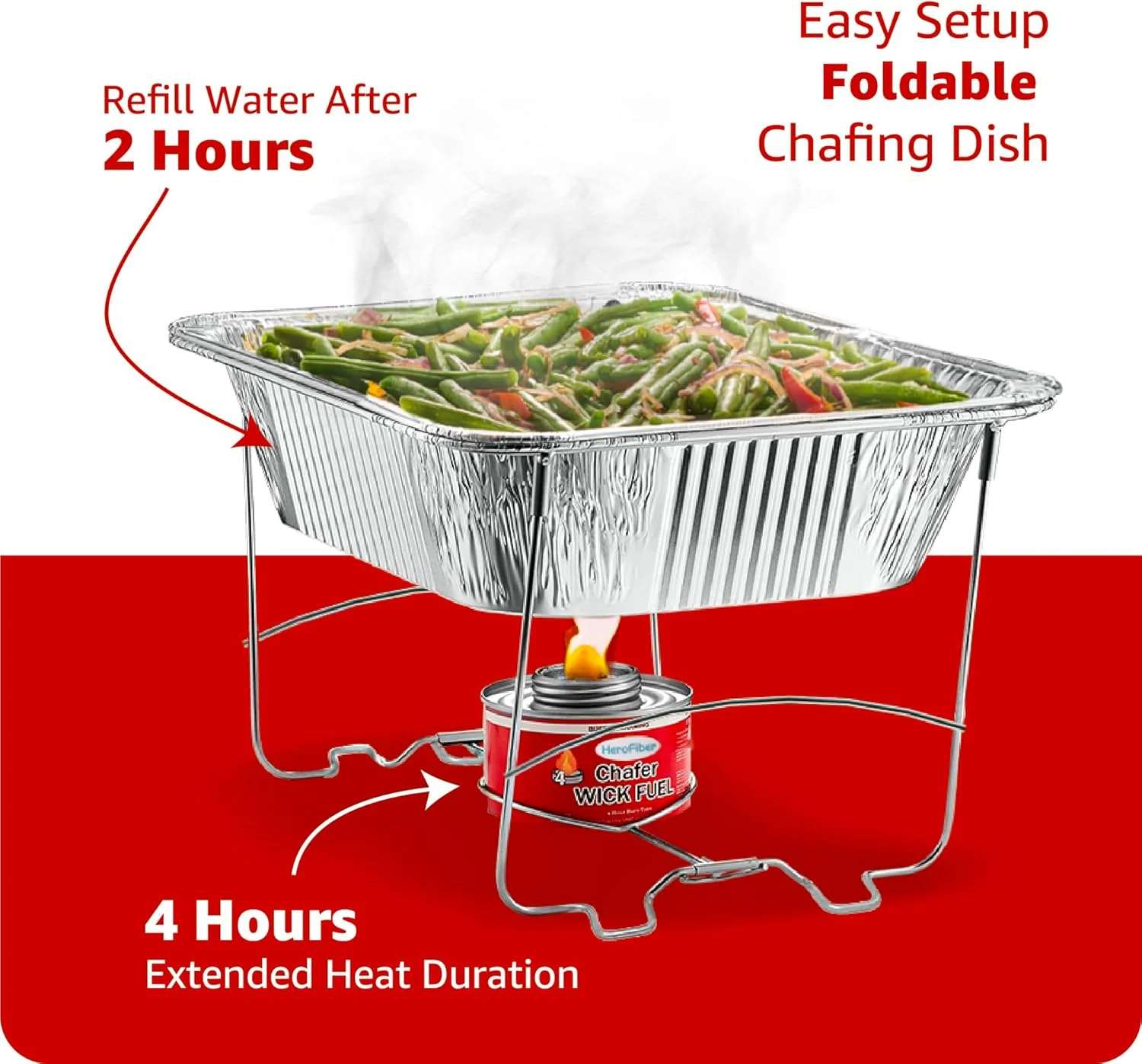 ست بوفه گرمکن غذا یکبار مصرف HeroFiber، لوازم پذیرایی، نمایش بوفه، تابه تکی نیم سایز (بسته 6 عددی)، CL6PKMINIDOMA2 ست بوفه گرمکن غذا یکبار مصرف HeroFiber، لوازم پذیرایی، نمایش بوفه، تابه تکی نیم سایز (بسته 6 عددی)، CL6PKMINIDOMA2