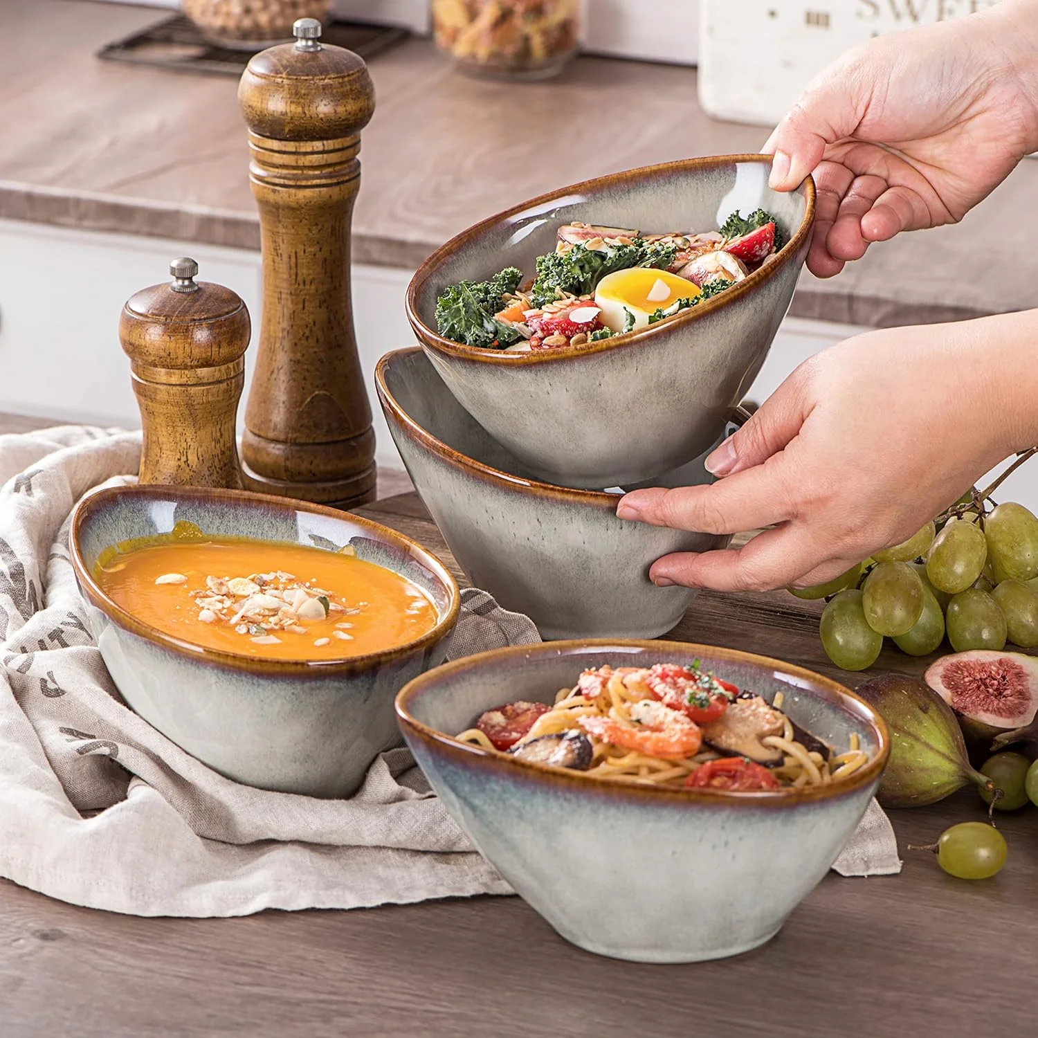 کاسه رامن خانگی Henten، کاسه های پاستا سنگی، ست 4 عددی کاسه، کاسه دسر، کاسه تنقلات، کاسه بستنی، کاسه 600 میلی لیتر، طراحی وینتیج کاسه رامن خانگی Henten، کاسه های پاستا سنگی، ست 4 عددی کاسه، کاسه دسر، کاسه تنقلات، کاسه بستنی، کاسه 600 میلی لیتر، طراحی وینتیج