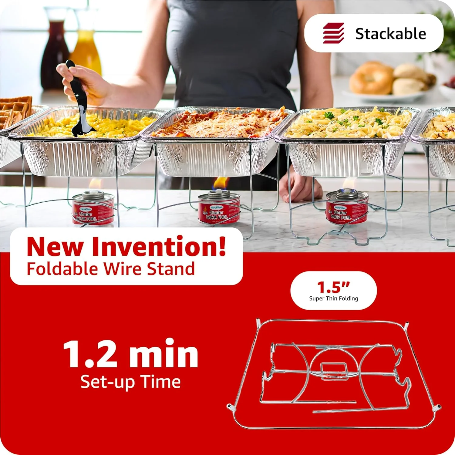 ست بوفه گرمکن غذا یکبار مصرف HeroFiber، لوازم پذیرایی، نمایش بوفه، تابه تکی نیم سایز (بسته 6 عددی)، CL6PKMINIDOMA2 ست بوفه گرمکن غذا یکبار مصرف HeroFiber، لوازم پذیرایی، نمایش بوفه، تابه تکی نیم سایز (بسته 6 عددی)، CL6PKMINIDOMA2