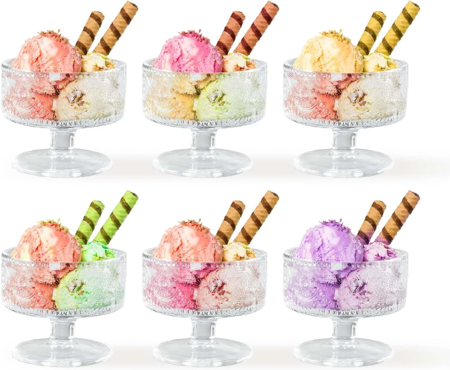 ظروف دسر شیشه ای هایمو 6 عددی، بستنی خوری، پایه کوتاه طرح آفتابگردان، مناسب سرو کوکتل میگو، پیش غذا، سالاد میوه، پودینگ، ظروف دسر پایه دار (#T1808) ظروف دسر شیشه ای هایمو 6 عددی، بستنی خوری، پایه کوتاه طرح آفتابگردان، مناسب سرو کوکتل میگو، پیش غذا، سالاد میوه، پودینگ، ظروف دسر پایه دار (#T1808)