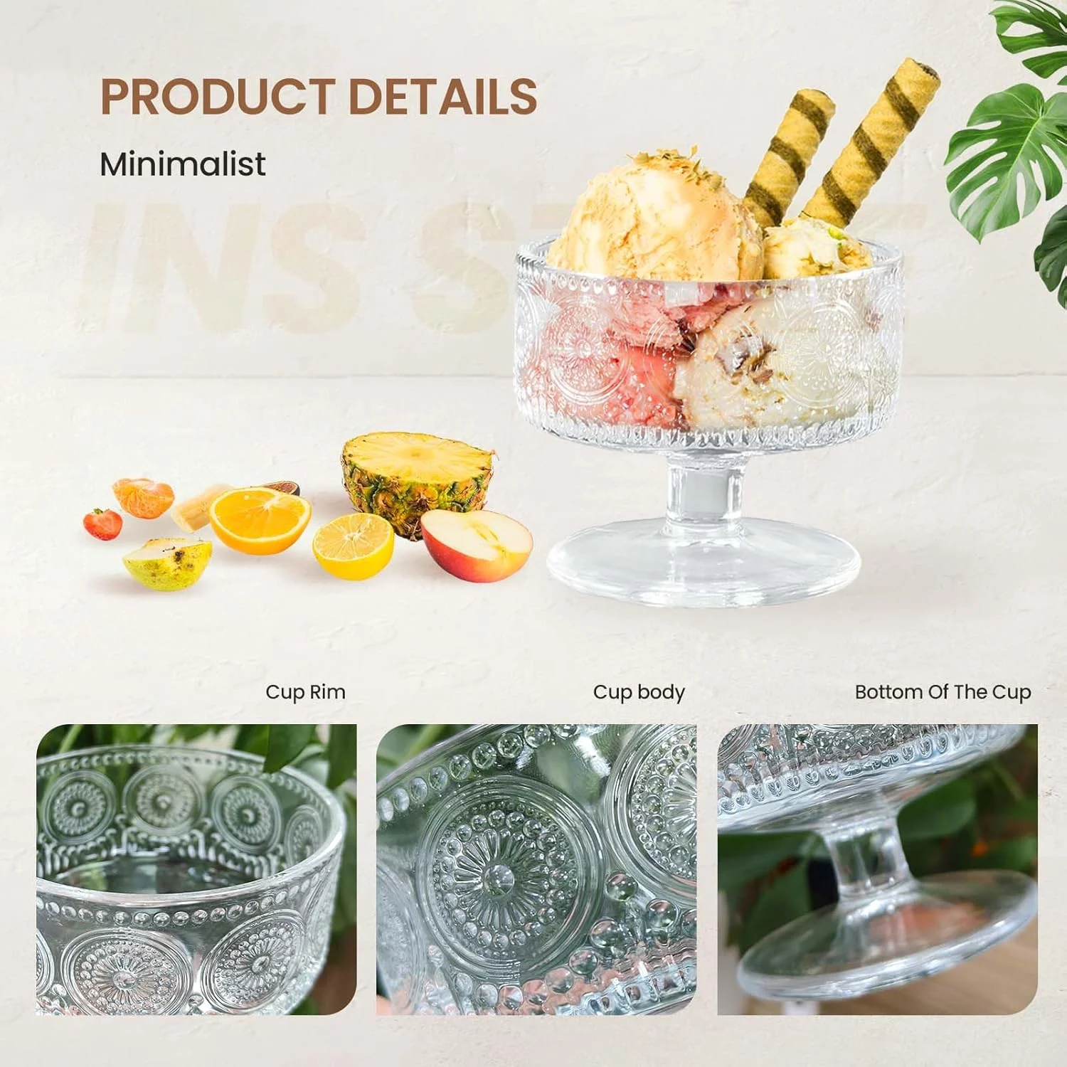 ظروف دسر شیشه ای هایمو 6 عددی، بستنی خوری، پایه کوتاه طرح آفتابگردان، مناسب سرو کوکتل میگو، پیش غذا، سالاد میوه، پودینگ، ظروف دسر پایه دار (#T1808) ظروف دسر شیشه ای هایمو 6 عددی، بستنی خوری، پایه کوتاه طرح آفتابگردان، مناسب سرو کوکتل میگو، پیش غذا، سالاد میوه، پودینگ، ظروف دسر پایه دار (#T1808)