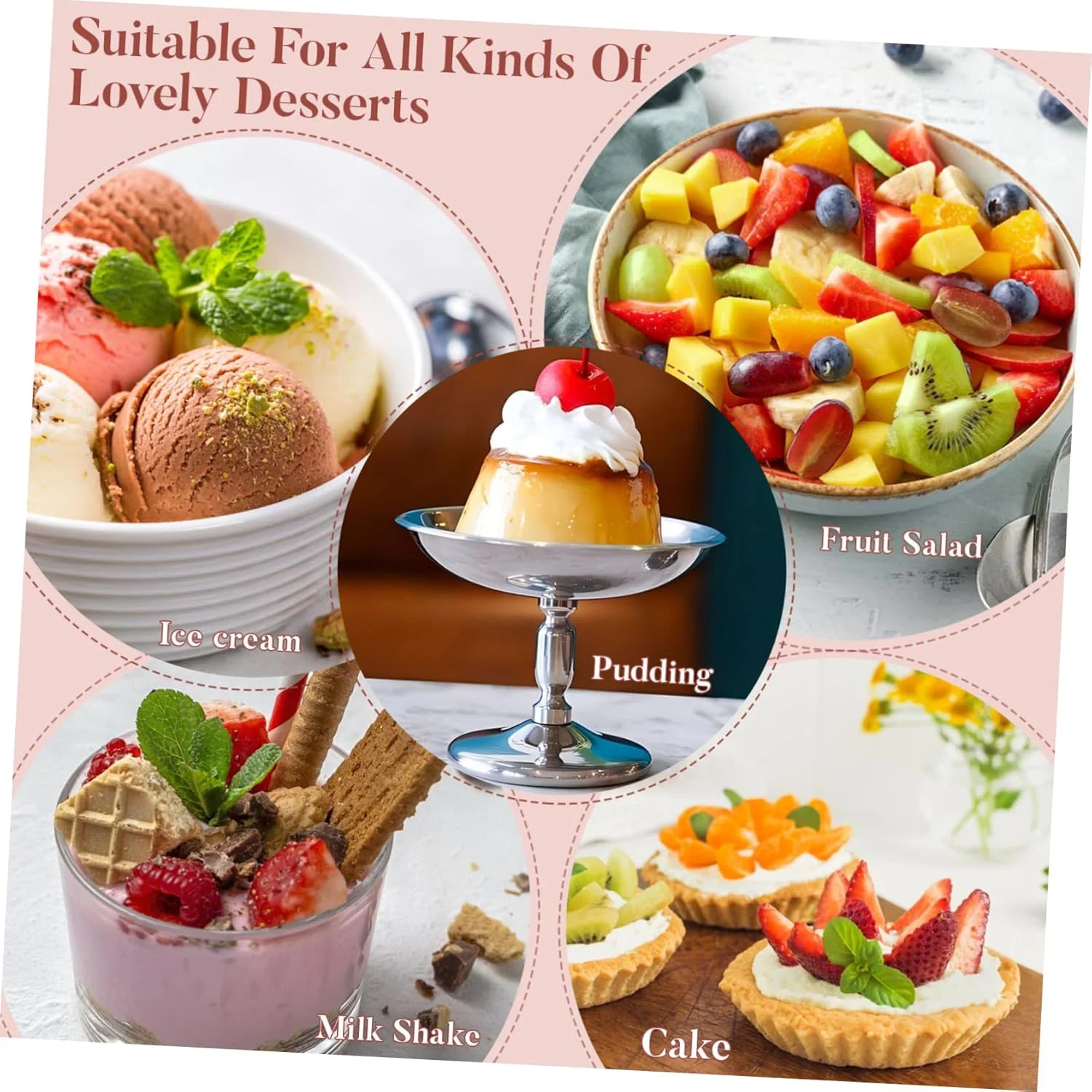 همتون کاسه دسر فلزی، جام بستنی، کاسه بستنی استیل، کاسه میوه، جام موس، کاسه دسر برای سرو بستنی، سالاد، میوه و پودینگ همتون کاسه دسر فلزی، جام بستنی، کاسه بستنی استیل، کاسه میوه، جام موس، کاسه دسر برای سرو بستنی، سالاد، میوه و پودینگ