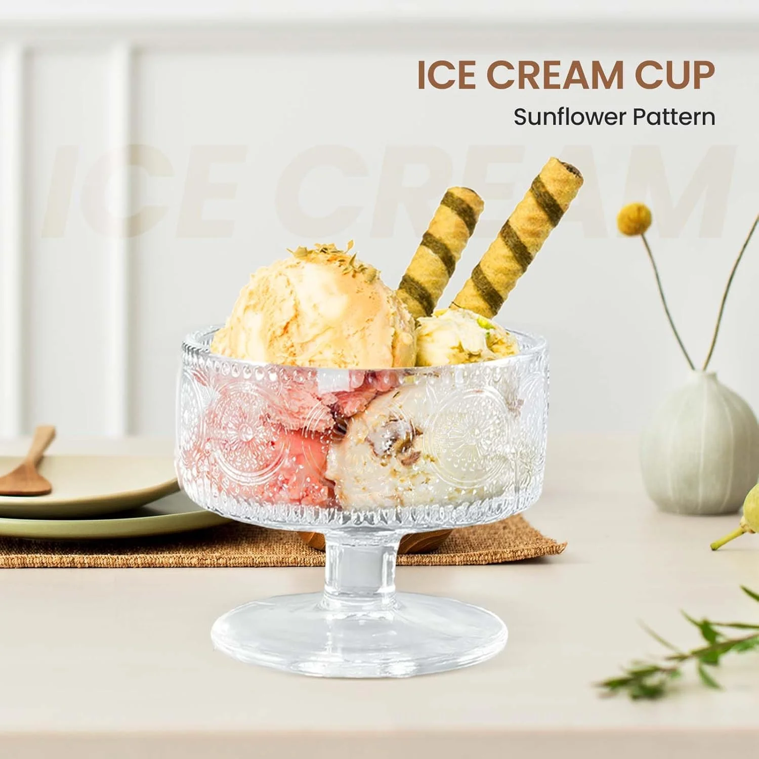 ظروف دسر شیشه ای هایمو 6 عددی، بستنی خوری، پایه کوتاه طرح آفتابگردان، مناسب سرو کوکتل میگو، پیش غذا، سالاد میوه، پودینگ، ظروف دسر پایه دار (#T1808) ظروف دسر شیشه ای هایمو 6 عددی، بستنی خوری، پایه کوتاه طرح آفتابگردان، مناسب سرو کوکتل میگو، پیش غذا، سالاد میوه، پودینگ، ظروف دسر پایه دار (#T1808)