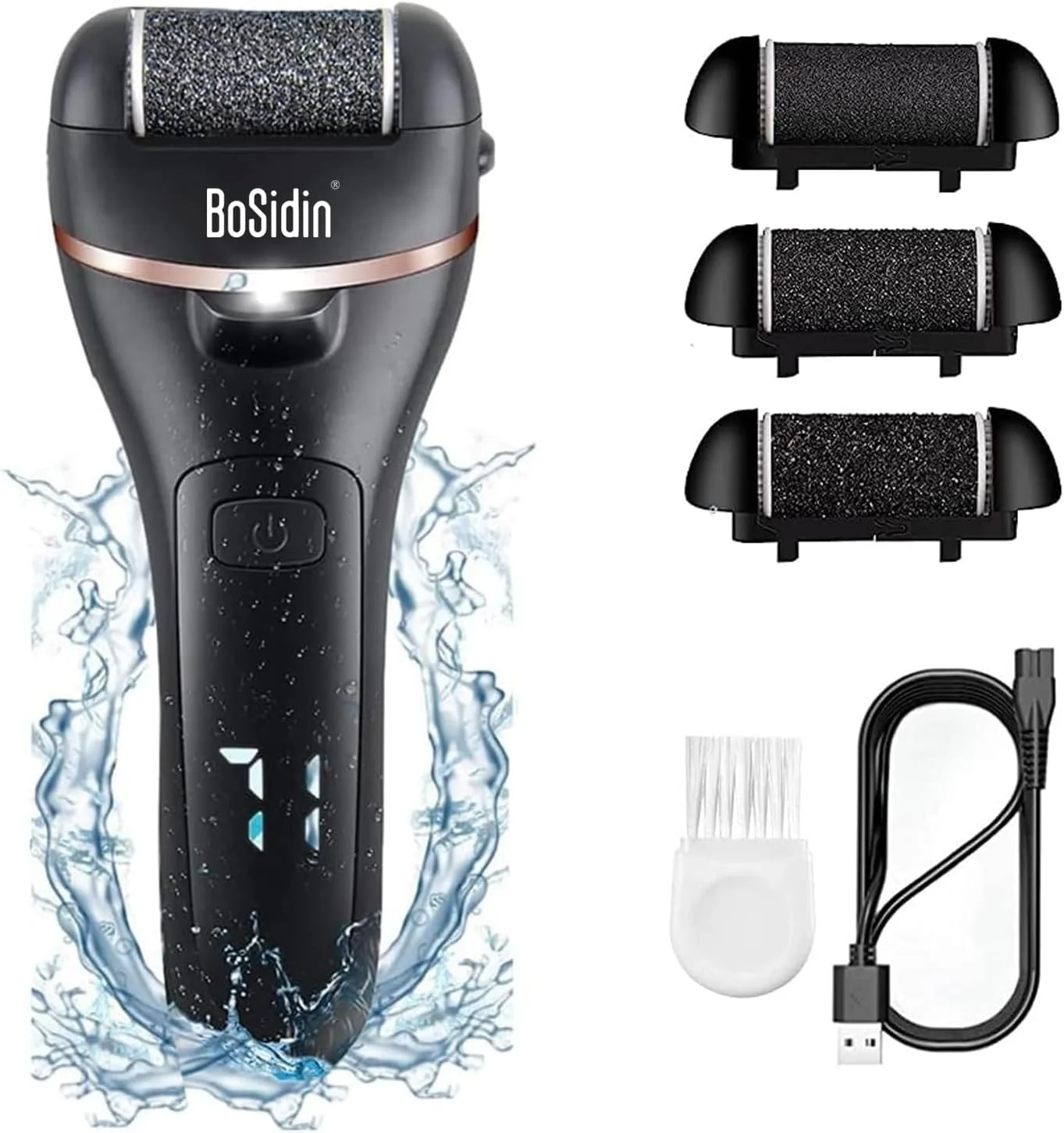 دستگاه الکتریکی از بین برنده پینه پا BoSidin، دستگاه لایه بردار پدیکور ضد آب قابل شارژ | کیت حرفه ای مراقبت از پا برای پاشنه های ترک خورده، پینه ها و پوست های مرده (مشکی) دستگاه الکتریکی از بین برنده پینه پا BoSidin، دستگاه لایه بردار پدیکور ضد آب قابل شارژ | کیت حرفه ای مراقبت از پا برای پاشنه های ترک خورده، پینه ها و پوست های مرده (مشکی)