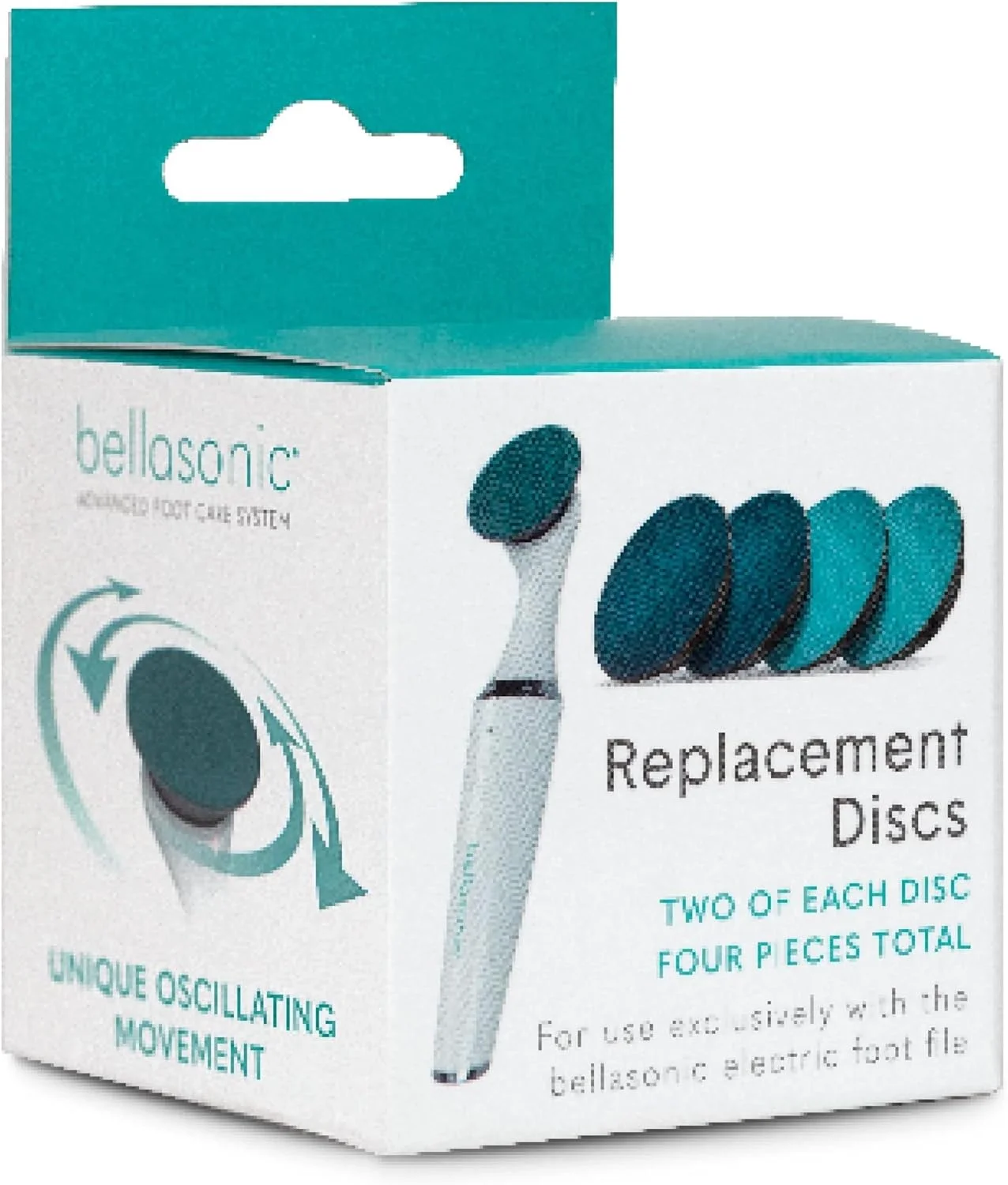 دیسک‌های جایگزین Bellasonic برای سوهان برقی پا + از بین برنده پینه با سر نوسانی منحصر به فرد - سوهان و صاف کننده پوست خشک و ترک خورده پا - پدیکور با کیفیت سالن با ابزار قابل حمل و شارژ
