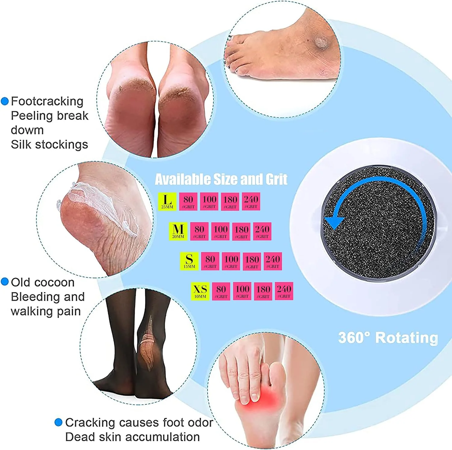 برونسون سوهان برقی پا برای از بین بردن پینه با 50 عدد دیسک سمباده ای جایگزین، سوهان الکترونیکی پدیکور پا برای از بین بردن پوست های مرده، خشک و سخت، سایز XS 10mm، درجه زبری 80 برونسون سوهان برقی پا برای از بین بردن پینه با 50 عدد دیسک سمباده ای جایگزین، سوهان الکترونیکی پدیکور پا برای از بین بردن پوست های مرده، خشک و سخت، سایز XS 10mm، درجه زبری 80