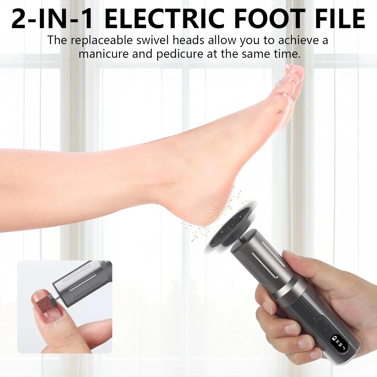 سوهان برقی پینه پا Bindokun، سوهان برقی 2 در 1 با سرعت قابل تنظیم برای پا، قابل شارژ، 6 سرعت برای پاشنه های ترک خورده، پینه و پوست مرده سوهان برقی پینه پا Bindokun، سوهان برقی 2 در 1 با سرعت قابل تنظیم برای پا، قابل شارژ، 6 سرعت برای پاشنه های ترک خورده، پینه و پوست مرده