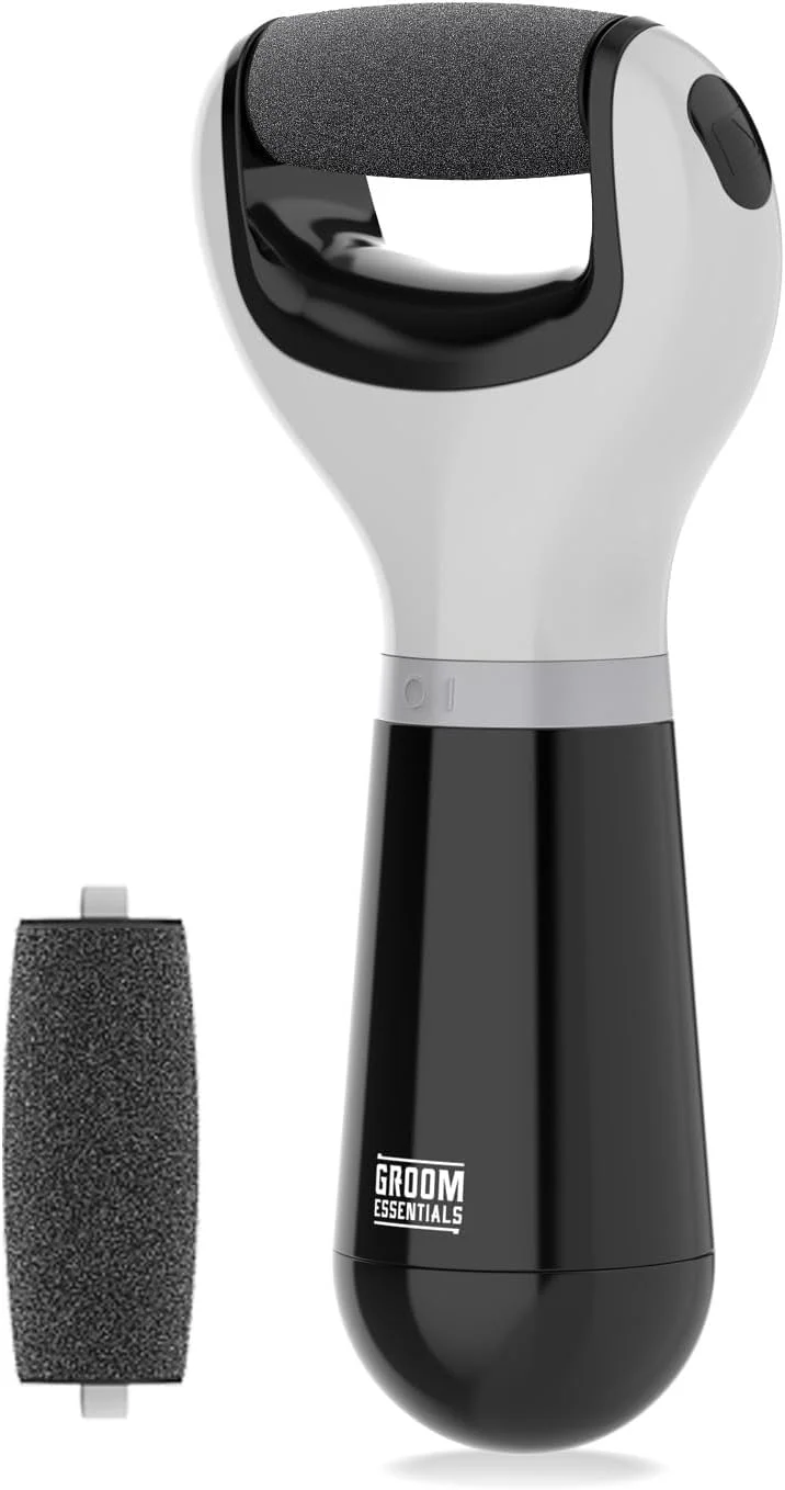 سوهان پدیکور برقی شارژی ChargeWorx Groom Essentials برای پا، ابزار پدیکور برقی با سر سنگ پا چرخشی، اسکرابر قابل حمل پا و خراشنده پاشنه پا، شامل 2 سر سنگ پا یدکی
