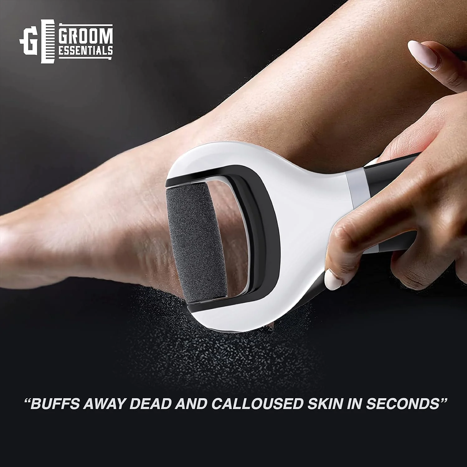 سوهان پدیکور برقی شارژی ChargeWorx Groom Essentials برای پا، ابزار پدیکور برقی با سر سنگ پا چرخشی، اسکرابر قابل حمل پا و خراشنده پاشنه پا، شامل 2 سر سنگ پا یدکی