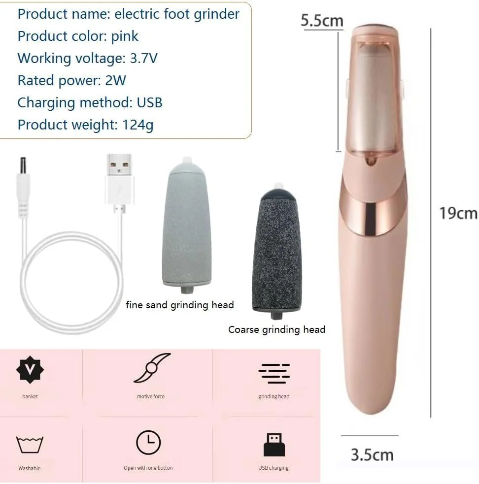 سوهان برقی کوچک از بین برنده پینه پا Derovan - کیت پدیکور فایل پا شارژی با 2 سری غلتکی، شارژ USB، ابزار حرفه ای مراقبت از پا سوهان برقی کوچک از بین برنده پینه پا Derovan - کیت پدیکور فایل پا شارژی با 2 سری غلتکی، شارژ USB، ابزار حرفه ای مراقبت از پا