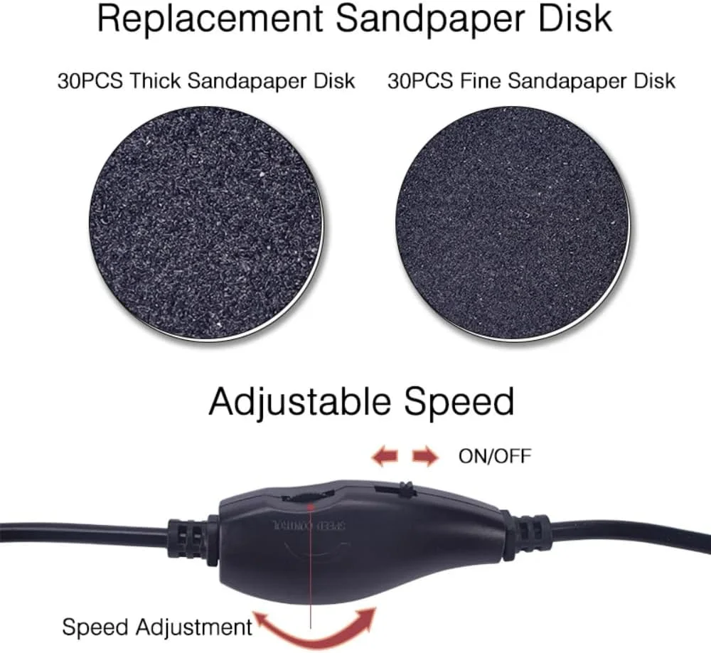 دستگاه سوهان برقی پدیکور Dermave، از بین برنده پینه پا بدون درد به همراه 60 عدد دیسک سمباده، دارای سرعت قابل تنظیم مناسب برای از بین بردن پوست مرده و ترک خورده آقایان و بانوان (خاکستری، نسخه آمریکا) دستگاه سوهان برقی پدیکور Dermave، از بین برنده پینه پا بدون درد به همراه 60 عدد دیسک سمباده، دارای سرعت قابل تنظیم مناسب برای از بین بردن پوست مرده و ترک خورده آقایان و بانوان (خاکستری، نسخه آمریکا)