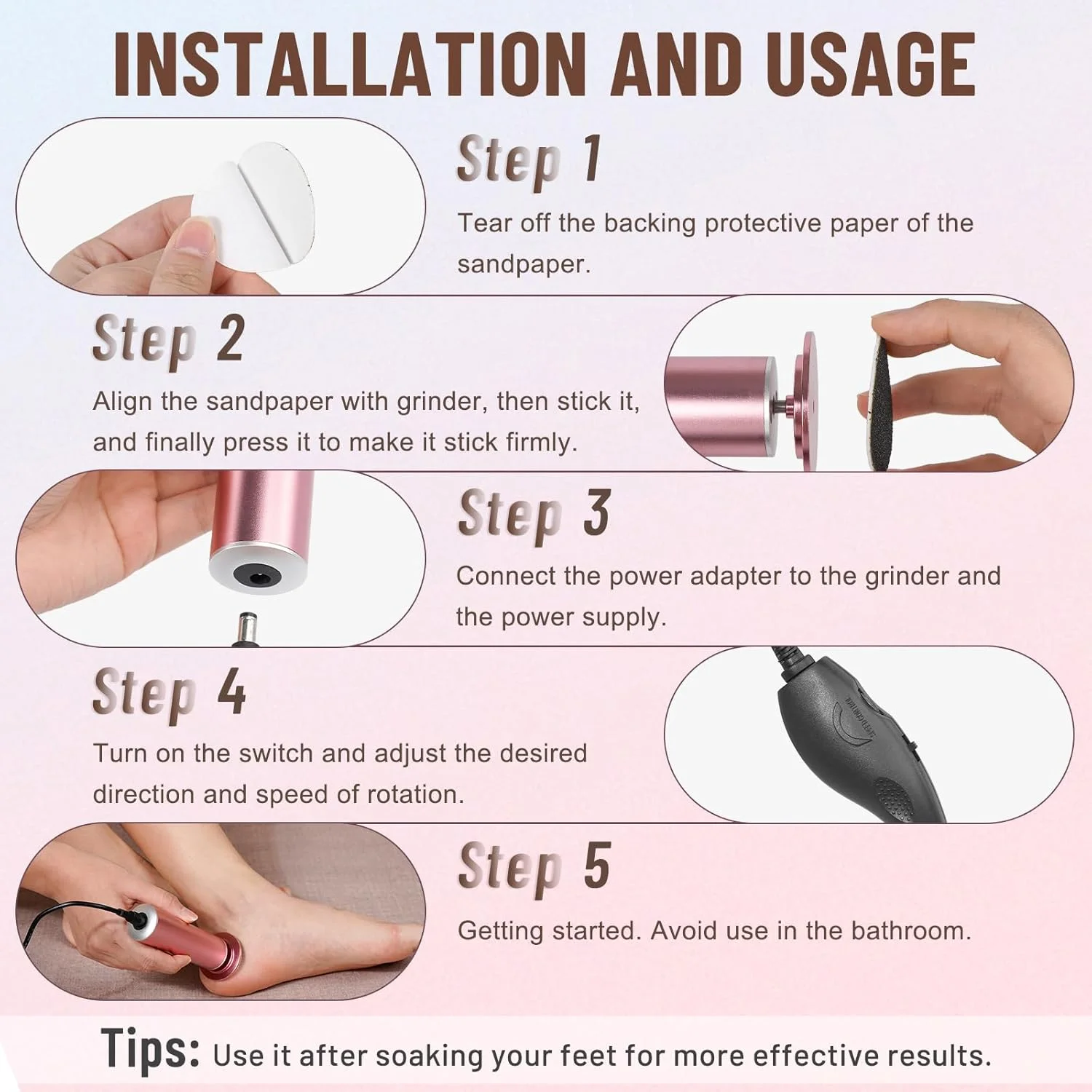 سوهان برقی پا Dermawave، از بین برنده پینه پا، سمباده و سنگ پا حرفه ای برای پوست های مرده و پاشنه های ترک خورده، ابزار پدیکور با 60 عدد دیسک سمباده برای آقایان و بانوان سوهان برقی پا Dermawave، از بین برنده پینه پا، سمباده و سنگ پا حرفه ای برای پوست های مرده و پاشنه های ترک خورده، ابزار پدیکور با 60 عدد دیسک سمباده برای آقایان و بانوان