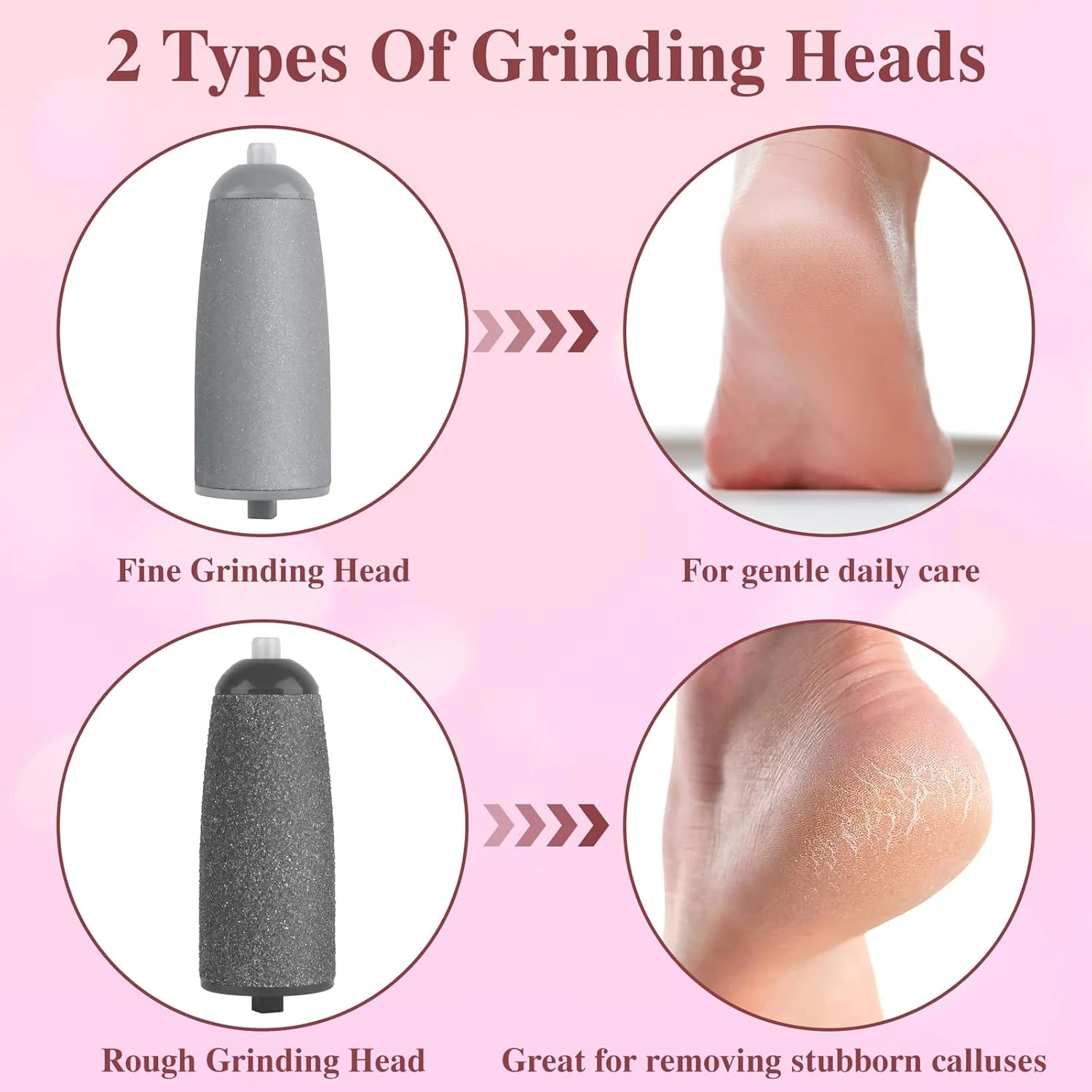 سوهان برقی پا برای از بین بردن پینه: سوهان برقی پا TAIHOBO با غلطک های تعویضی، 2 سرعت، دستگاه های مراقبت از پا ضد آب IPX7، برای پاشنه های ترک خورده و پوست های مرده