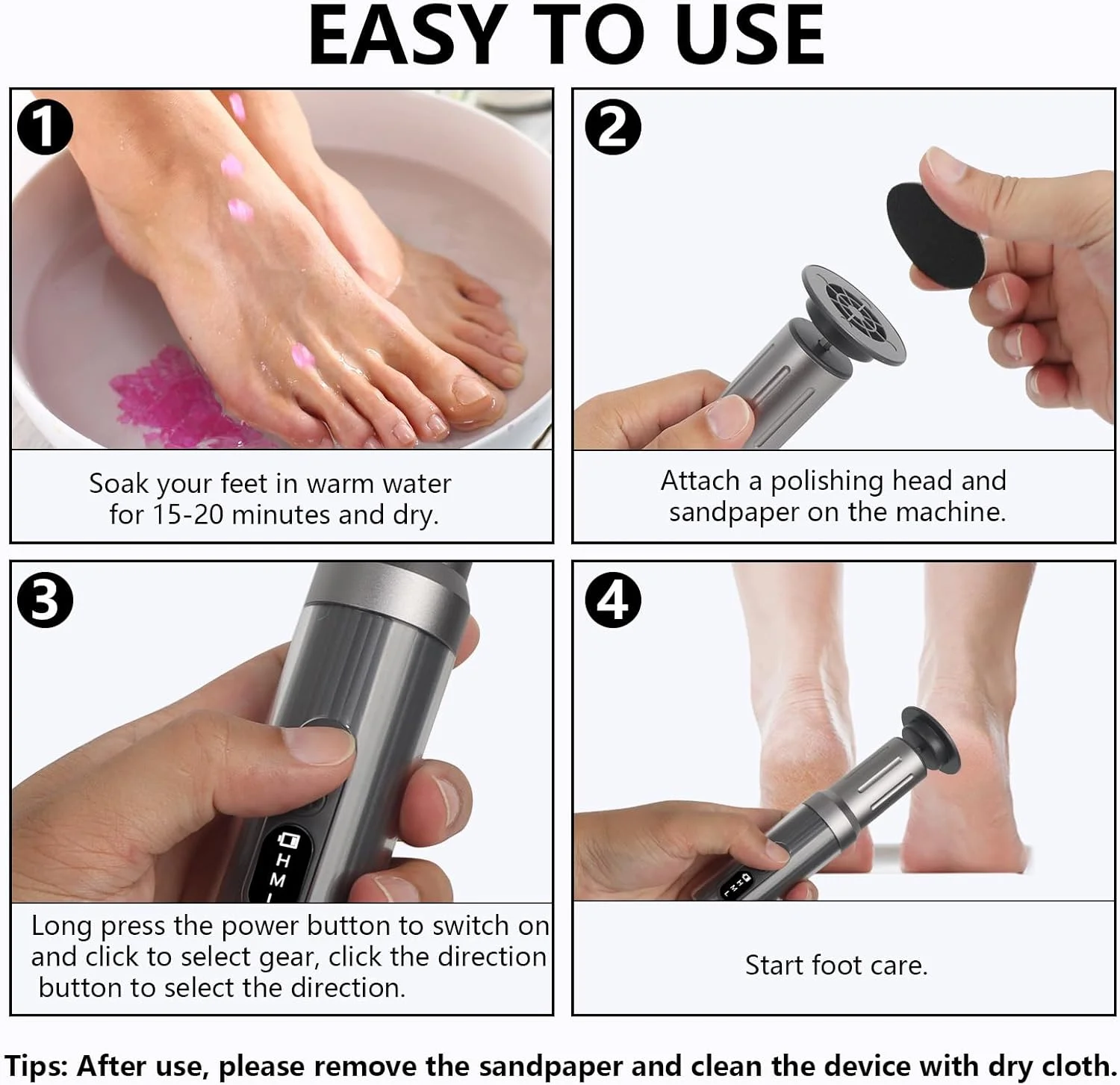 Bindokun 2-in-1 Electric Callus Remover with Foot Files and Nail Polisher, Electric Callus Remover Feet with LED Display, 6 Speeds for Cracked Heels Hard Skin Callus Bindokun 2-in-1 Electric Callus Remover with Foot Files and Nail Polisher, Electric Callus Remover Feet with LED Display, 6 Speeds for Cracked Heels Hard Skin Callus