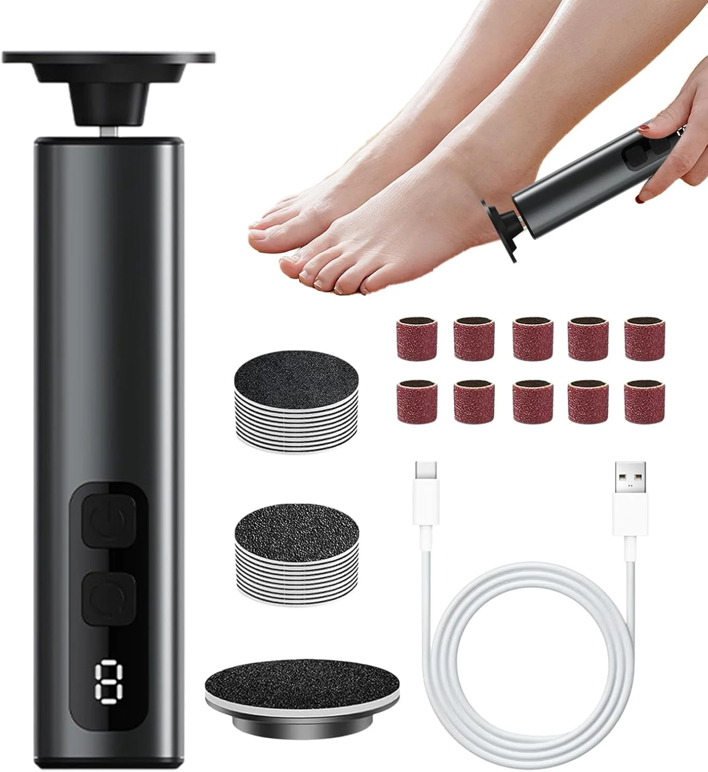 سوهان برقی پدیکور پا - سوهان برقی 2 در 1 - ابزار پدیکور پا، دیسک های سمباده و سرهای سنگ زنی، 9 سرعت برای پوست های مرده، ترک خورده و سفت سوهان برقی پدیکور پا - سوهان برقی 2 در 1 - ابزار پدیکور پا، دیسک های سمباده و سرهای سنگ زنی، 9 سرعت برای پوست های مرده، ترک خورده و سفت