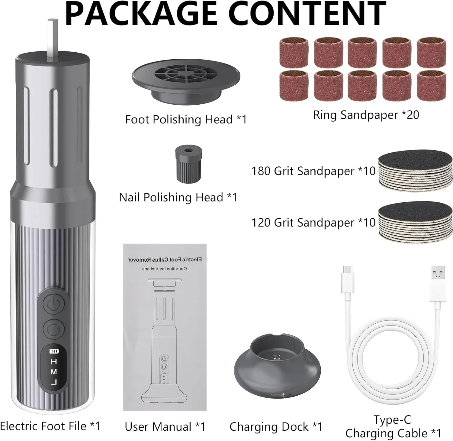 Bindokun 2-in-1 Electric Callus Remover with Foot Files and Nail Polisher, Electric Callus Remover Feet with LED Display, 6 Speeds for Cracked Heels Hard Skin Callus Bindokun 2-in-1 Electric Callus Remover with Foot Files and Nail Polisher, Electric Callus Remover Feet with LED Display, 6 Speeds for Cracked Heels Hard Skin Callus