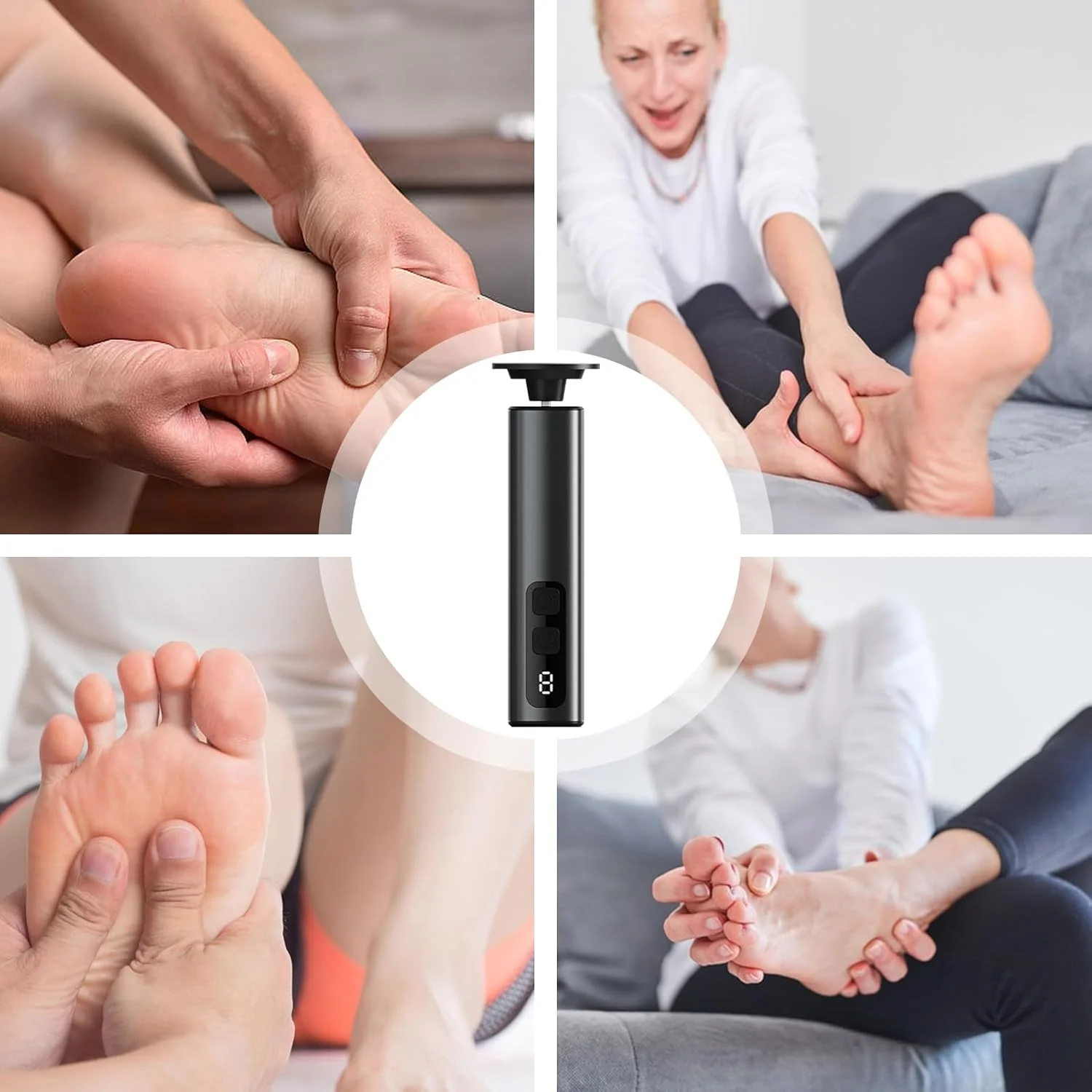 سوهان برقی پدیکور پا - سوهان برقی 2 در 1 - ابزار پدیکور پا، دیسک های سمباده و سرهای سنگ زنی، 9 سرعت برای پوست های مرده، ترک خورده و سفت