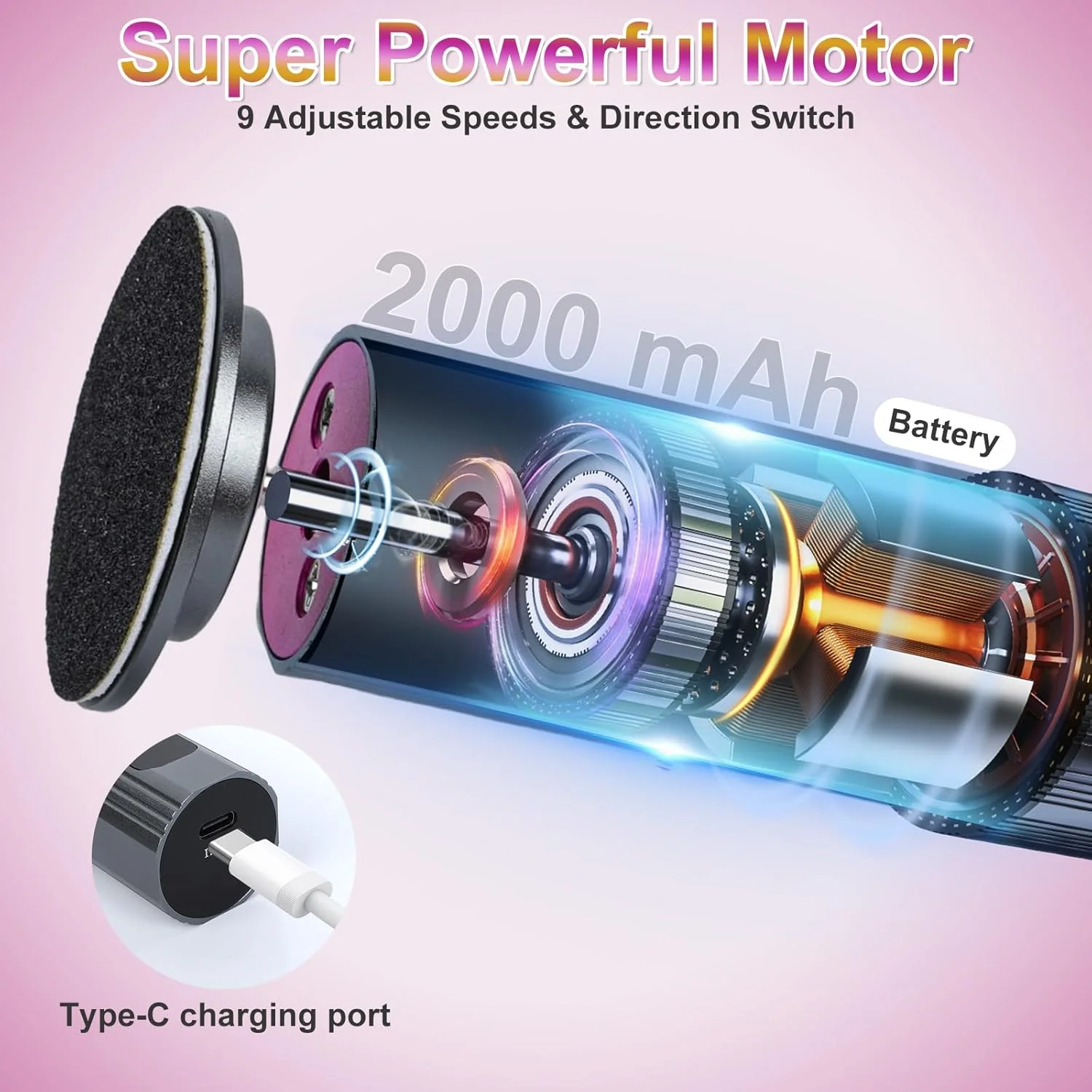 سوهان برقی پینه پا 2 در 1 AiQInu، مجموعه سوهان برقی شارژی پا، 9 سرعت قابل تنظیم، با نمایشگر LED، برای پاشنه ترک خورده، پینه (خاکستری) سوهان برقی پینه پا 2 در 1 AiQInu، مجموعه سوهان برقی شارژی پا، 9 سرعت قابل تنظیم، با نمایشگر LED، برای پاشنه ترک خورده، پینه (خاکستری)