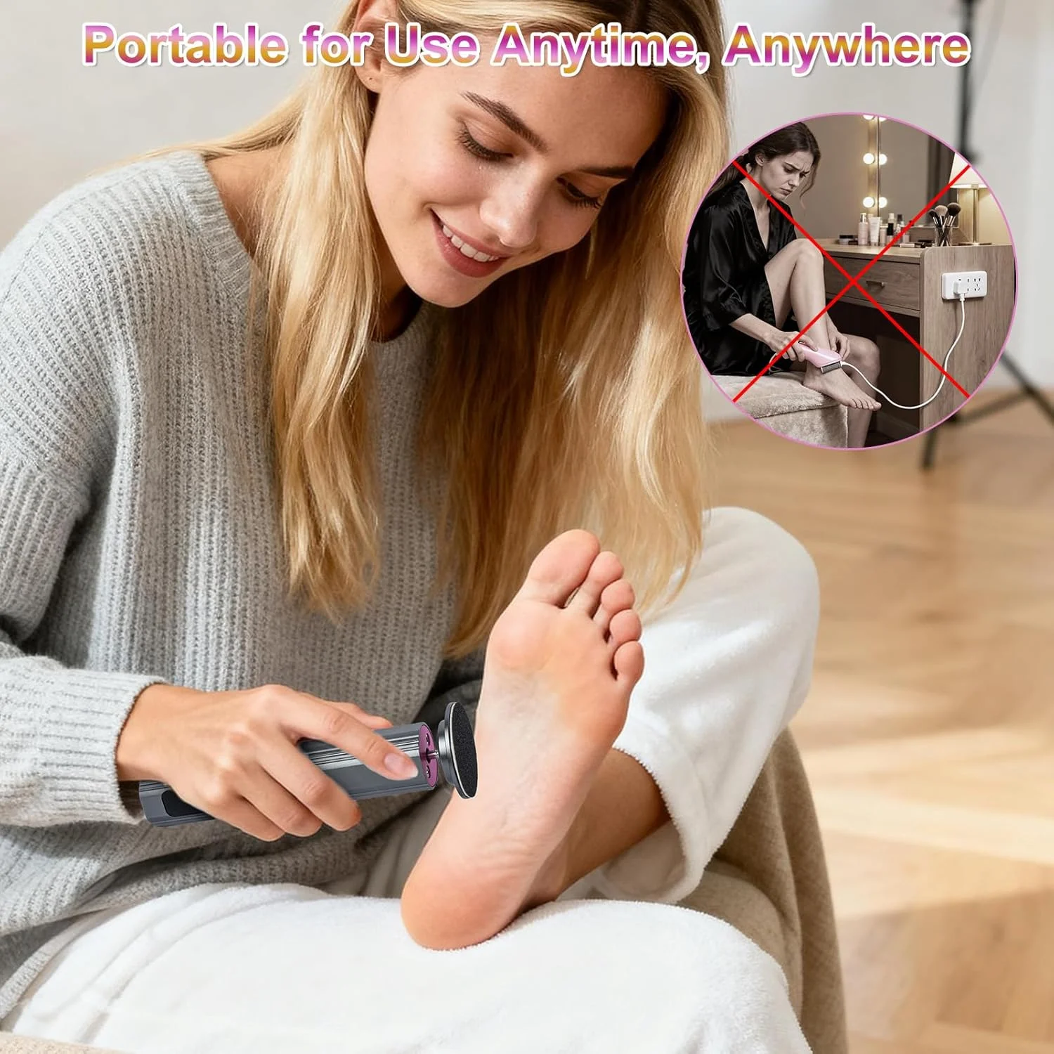 سوهان برقی پینه پا 2 در 1 AiQInu، مجموعه سوهان برقی شارژی پا، 9 سرعت قابل تنظیم، با نمایشگر LED، برای پاشنه ترک خورده، پینه (خاکستری) سوهان برقی پینه پا 2 در 1 AiQInu، مجموعه سوهان برقی شارژی پا، 9 سرعت قابل تنظیم، با نمایشگر LED، برای پاشنه ترک خورده، پینه (خاکستری)