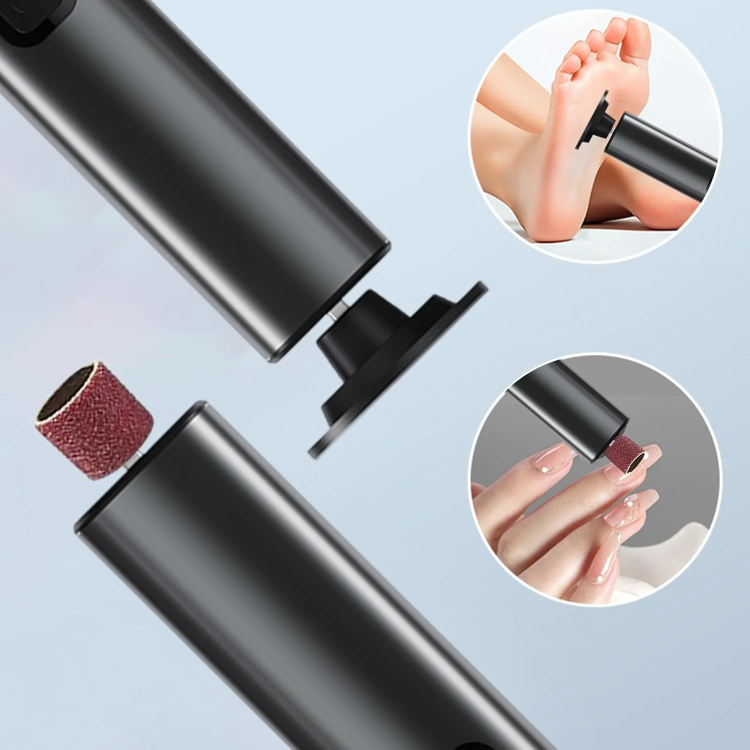 سوهان برقی پدیکور پا - سوهان برقی 2 در 1 - ابزار پدیکور پا، دیسک های سمباده و سرهای سنگ زنی، 9 سرعت برای پوست های مرده، ترک خورده و سفت