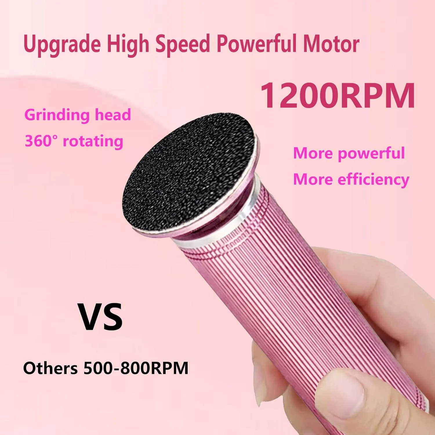 دستگاه برقی از بین برنده پینه پا با سرعت قابل تنظیم 1200 دور در دقیقه، دستگاه برقی آلومینیومی از بین برنده پینه پا، سوهان برقی پا با 120 عدد دیسک سمباده برای پوست مرده و پاشنه ترک خورده برای زنان - صورتی دستگاه برقی از بین برنده پینه پا با سرعت قابل تنظیم 1200 دور در دقیقه، دستگاه برقی آلومینیومی از بین برنده پینه پا، سوهان برقی پا با 120 عدد دیسک سمباده برای پوست مرده و پاشنه ترک خورده برای زنان - صورتی