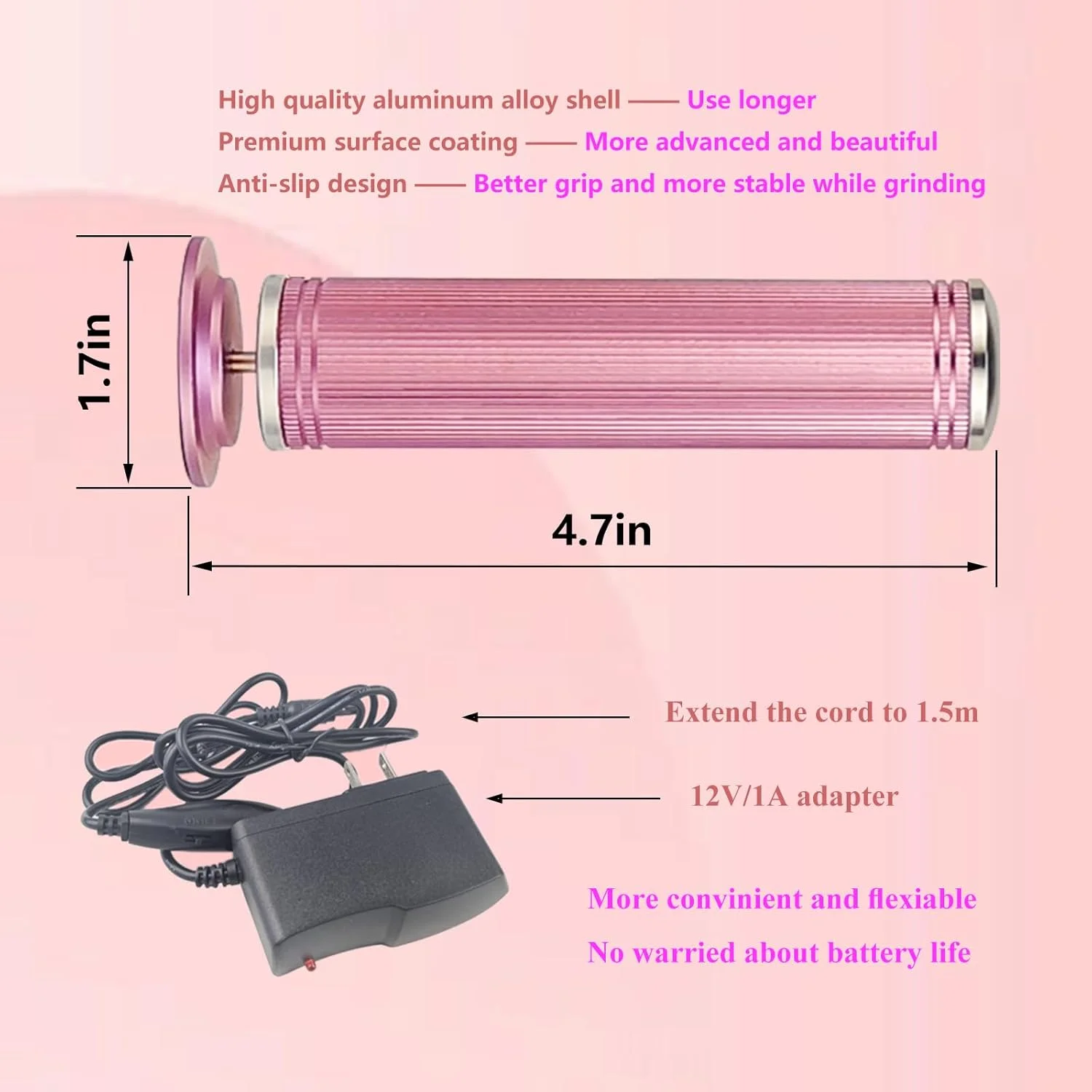 دستگاه برقی از بین برنده پینه پا با سرعت قابل تنظیم 1200 دور در دقیقه، دستگاه برقی آلومینیومی از بین برنده پینه پا، سوهان برقی پا با 120 عدد دیسک سمباده برای پوست مرده و پاشنه ترک خورده برای زنان - صورتی دستگاه برقی از بین برنده پینه پا با سرعت قابل تنظیم 1200 دور در دقیقه، دستگاه برقی آلومینیومی از بین برنده پینه پا، سوهان برقی پا با 120 عدد دیسک سمباده برای پوست مرده و پاشنه ترک خورده برای زنان - صورتی