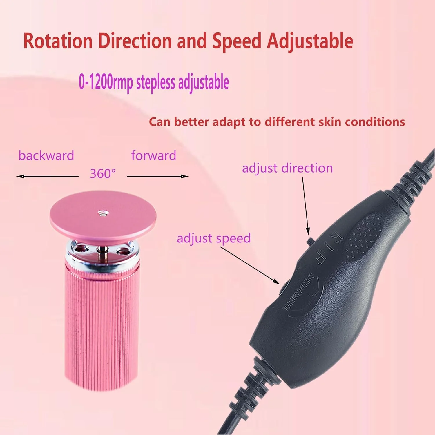 دستگاه برقی از بین برنده پینه پا با سرعت قابل تنظیم 1200 دور در دقیقه، دستگاه برقی آلومینیومی از بین برنده پینه پا، سوهان برقی پا با 120 عدد دیسک سمباده برای پوست مرده و پاشنه ترک خورده برای زنان - صورتی دستگاه برقی از بین برنده پینه پا با سرعت قابل تنظیم 1200 دور در دقیقه، دستگاه برقی آلومینیومی از بین برنده پینه پا، سوهان برقی پا با 120 عدد دیسک سمباده برای پوست مرده و پاشنه ترک خورده برای زنان - صورتی