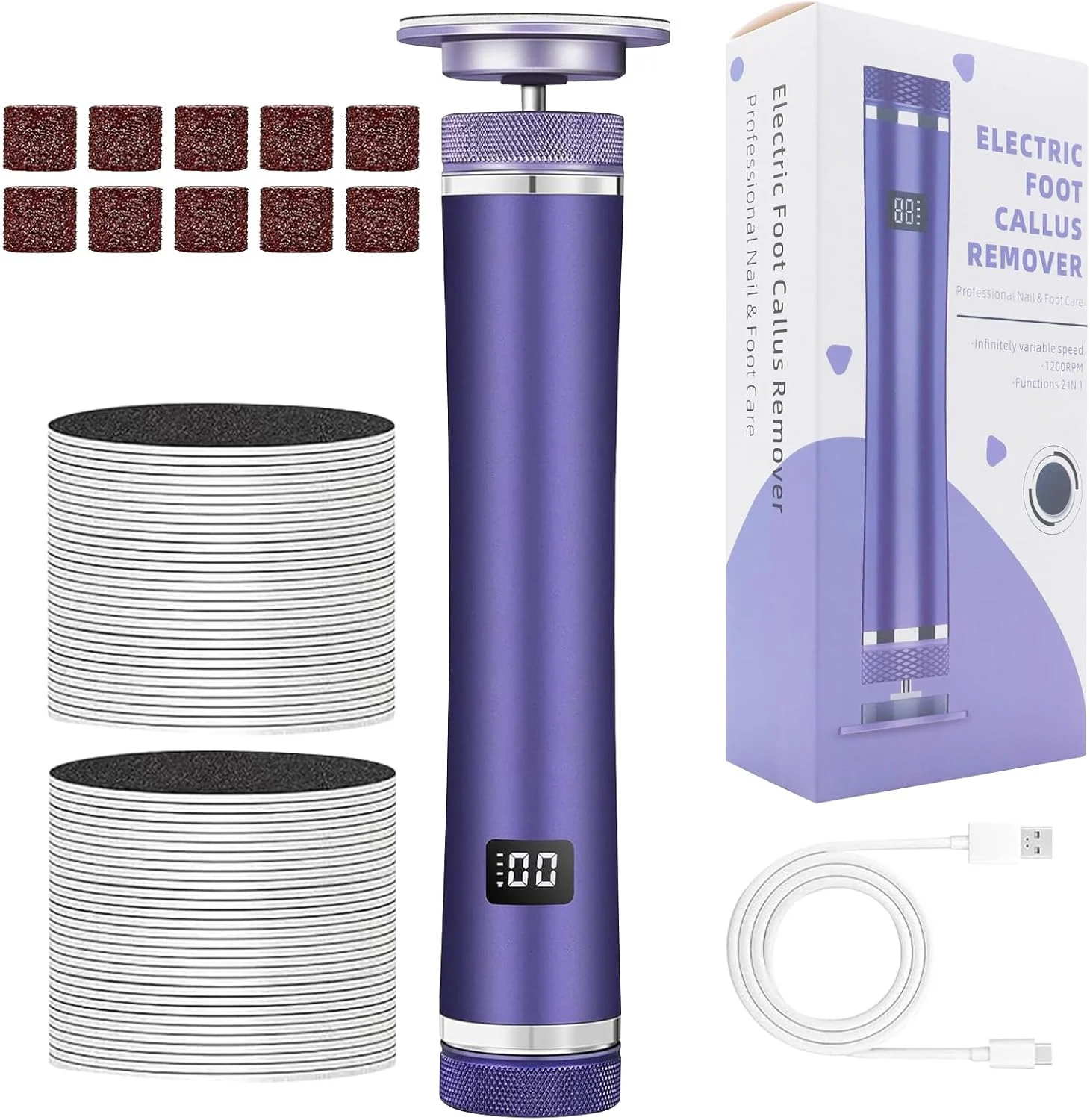 سوهان برقی پا | ماشین اصلاح برقی پا | اسکرابر پاشنه قابل تنظیم با 12 سرعت قابل شارژ برای مردان، زنان، ورزشکاران، سالمندان، پدیکور خانگی، سالن و اسپا سوهان برقی پا | ماشین اصلاح برقی پا | اسکرابر پاشنه قابل تنظیم با 12 سرعت قابل شارژ برای مردان، زنان، ورزشکاران، سالمندان، پدیکور خانگی، سالن و اسپا