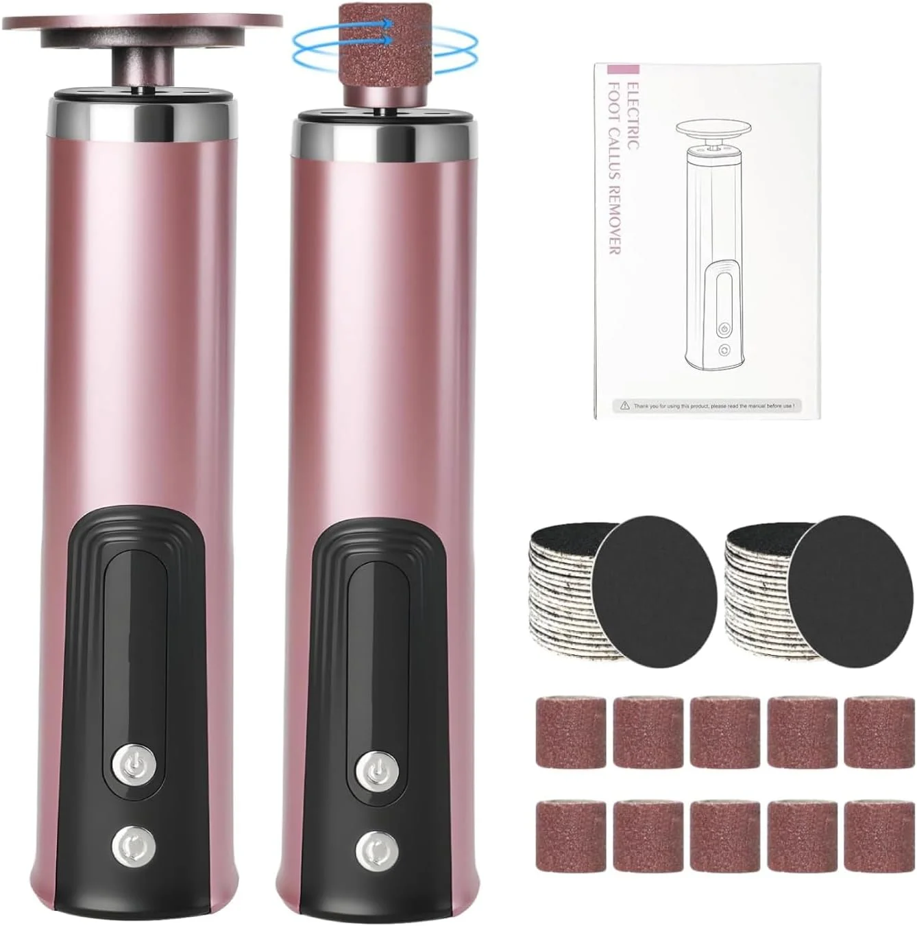 Callus Remover for feet, Electric Foot Callus Remover, Foot File with 9 Adjustable Speed, Foot Scrubber Scraper with 2 Grinding Heads & Sandpaper Discs, Pedicure Tools for feet with Digital Display