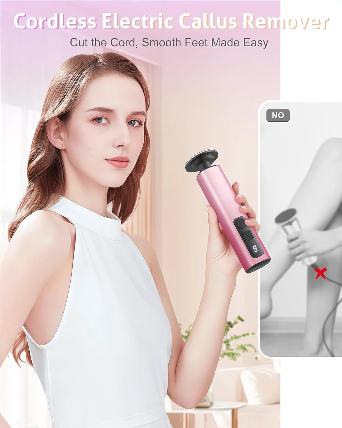 سوهان برقی پا 2 در 1، دارای 9 سرعت قابل تنظیم، ابزار پدیکور قابل شارژ USB برای پا، اسکرابر پوست خشک و مرده، سنگ پا برقی با غلتک دیسک سمباده 80/120 گریت برای خانم ها