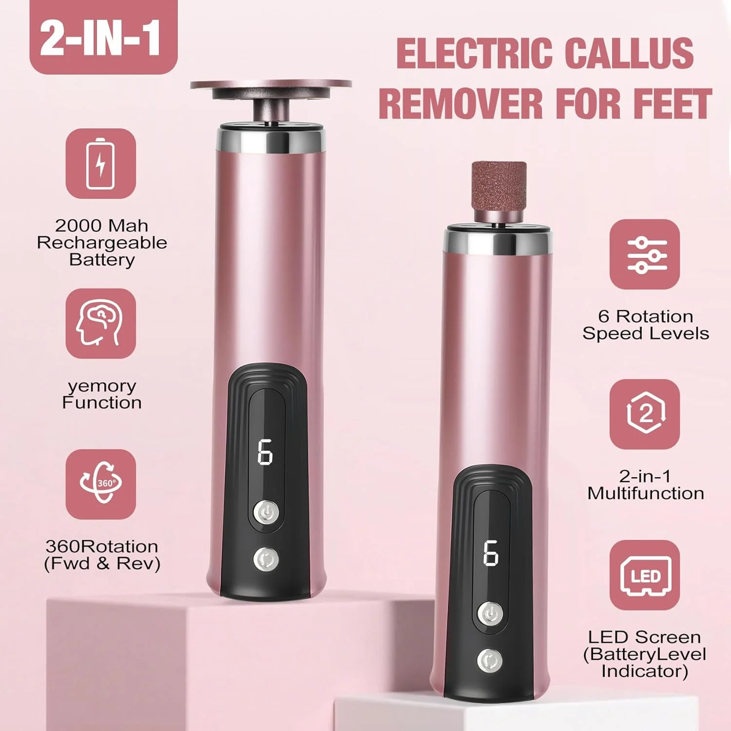 Callus Remover for feet, Electric Foot Callus Remover, Foot File with 9 Adjustable Speed, Foot Scrubber Scraper with 2 Grinding Heads & Sandpaper Discs, Pedicure Tools for feet with Digital Display Callus Remover for feet, Electric Foot Callus Remover, Foot File with 9 Adjustable Speed, Foot Scrubber Scraper with 2 Grinding Heads & Sandpaper Discs, Pedicure Tools for feet with Digital Display