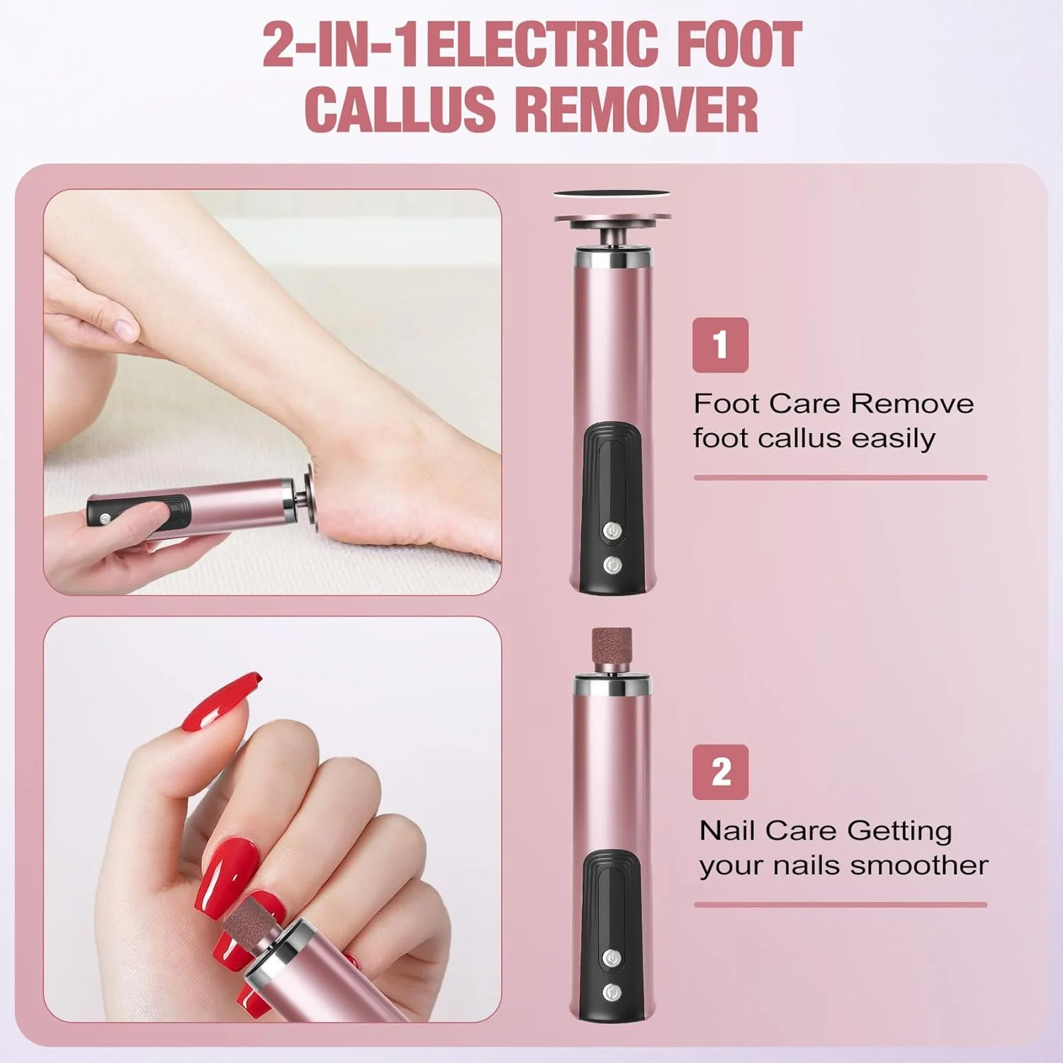 Callus Remover for feet, Electric Foot Callus Remover, Foot File with 9 Adjustable Speed, Foot Scrubber Scraper with 2 Grinding Heads & Sandpaper Discs, Pedicure Tools for feet with Digital Display Callus Remover for feet, Electric Foot Callus Remover, Foot File with 9 Adjustable Speed, Foot Scrubber Scraper with 2 Grinding Heads & Sandpaper Discs, Pedicure Tools for feet with Digital Display