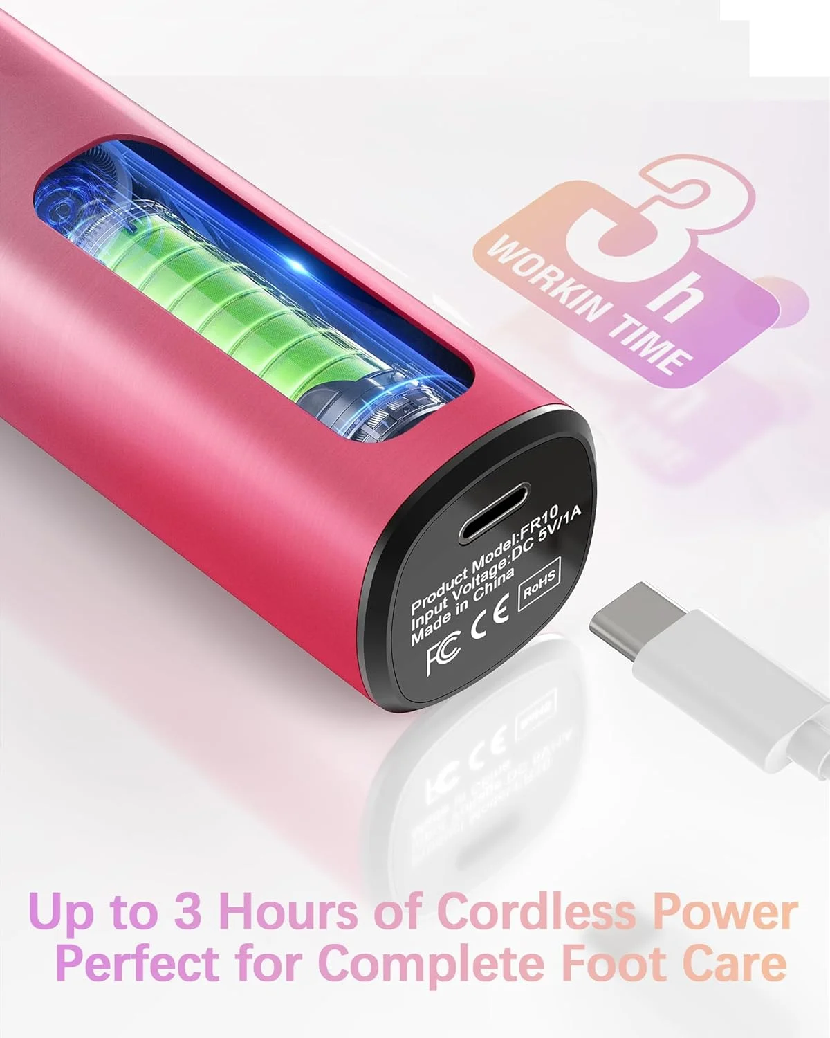 سوهان برقی پا 2 در 1، دارای 9 سرعت قابل تنظیم، ابزار پدیکور قابل شارژ USB برای پا، اسکرابر پوست خشک و مرده، سنگ پا برقی با غلتک دیسک سمباده 80/120 گریت برای خانم ها