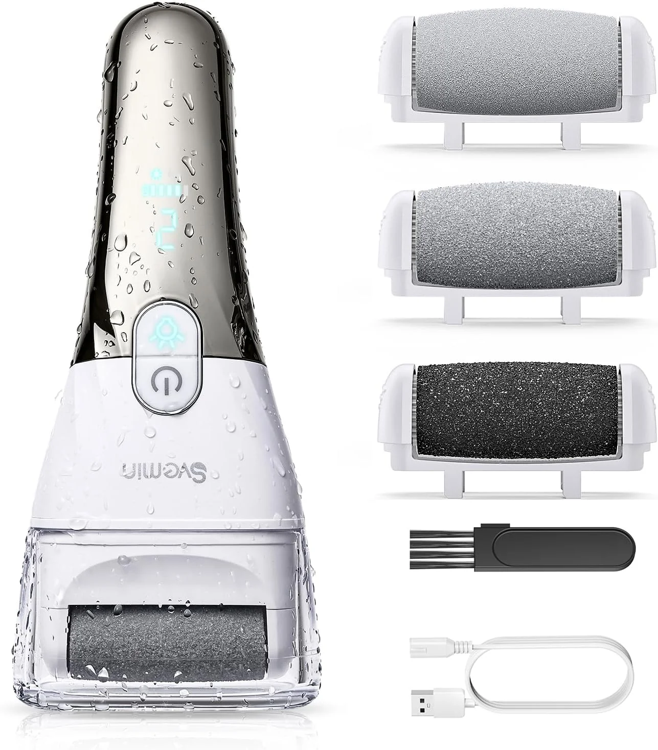 سوهان برقی پا - کیت پدیکور شارژی 2 سرعته با 3 غلتک، اسکرابر ضد آب IPX4 و نمایشگر دیجیتال | از بین برنده حرفه ای پوست مرده و پینه برای زنان/مردان