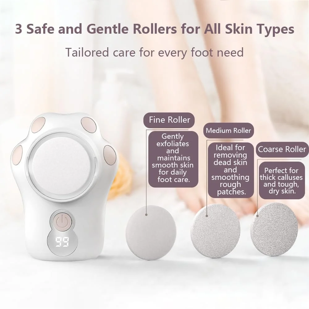 سوهان برقی پینه پا - سوهان پای شارژی طرح پنجه گربه با 3 سری غلتکی، نمایشگر دیجیتال، 3 سرعت و نورپردازی - پدیکور ملایم برای پوست مرده، پینه ها و پاشنه های خشک سوهان برقی پینه پا - سوهان پای شارژی طرح پنجه گربه با 3 سری غلتکی، نمایشگر دیجیتال، 3 سرعت و نورپردازی - پدیکور ملایم برای پوست مرده، پینه ها و پاشنه های خشک