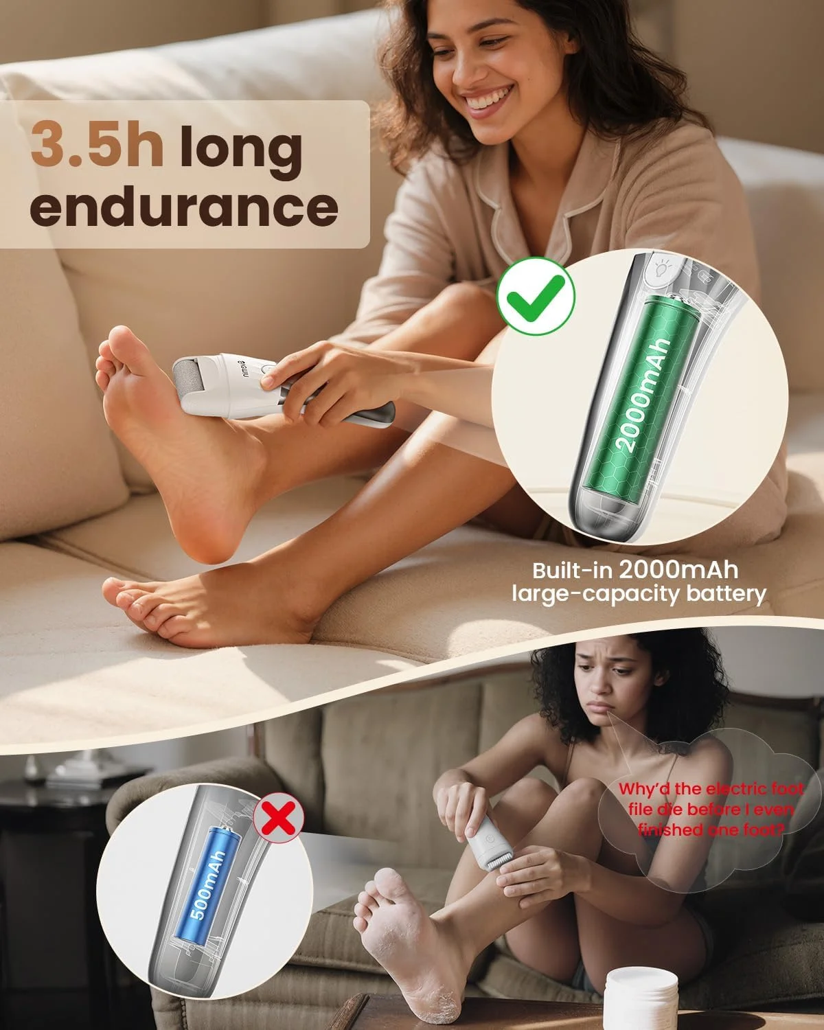سوهان برقی پا - کیت پدیکور شارژی 2 سرعته با 3 غلتک، اسکرابر ضد آب IPX4 و نمایشگر دیجیتال | از بین برنده حرفه ای پوست مرده و پینه برای زنان/مردان سوهان برقی پا - کیت پدیکور شارژی 2 سرعته با 3 غلتک، اسکرابر ضد آب IPX4 و نمایشگر دیجیتال | از بین برنده حرفه ای پوست مرده و پینه برای زنان/مردان