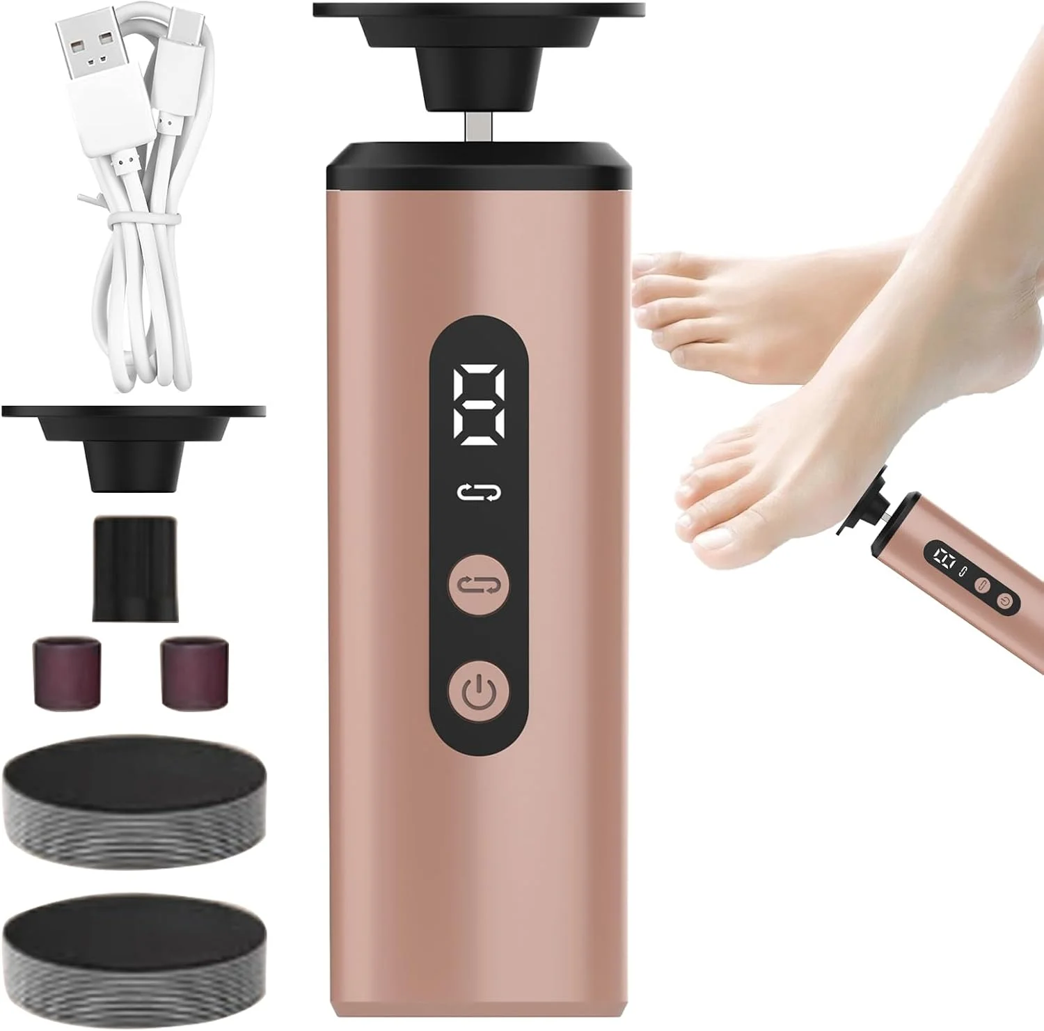 سوهان برقی پدیکور پا - از بین برنده پینه پا - اسکرابر پدیکور شارژی برای زنان، مردان، بزرگسالان و سالمندان