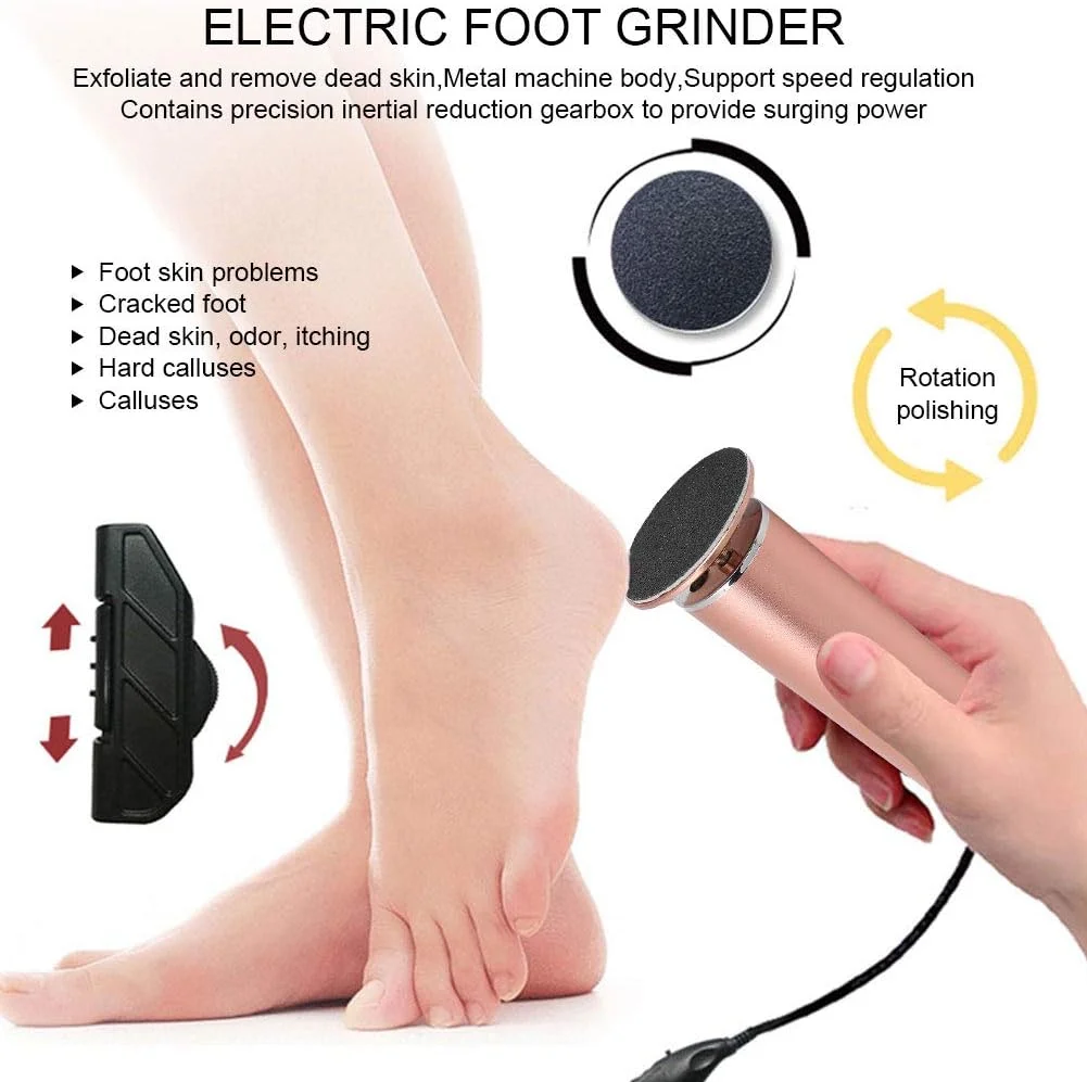 Electric Foot File, Exfoliate Callus Remover, Electric Foot Callus Remover, Foot Pedicure Tool Foot Grinding Machine for Cracked Dry Skin(US)
