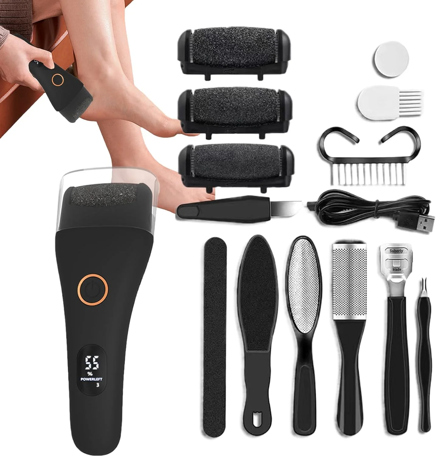 سوهان برقی پا - سوهان برقی پا، سنگ پدیکور قابل حمل و بی سیم و مقاوم برای پدیکور، مانیکور، خانه، اسپا، حمام سوهان برقی پا - سوهان برقی پا، سنگ پدیکور قابل حمل و بی سیم و مقاوم برای پدیکور، مانیکور، خانه، اسپا، حمام