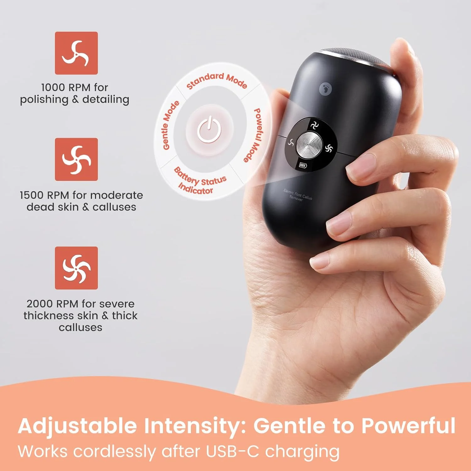 سوهان برقی پا از بین برنده پینه پا برای بانوان (مشکی)