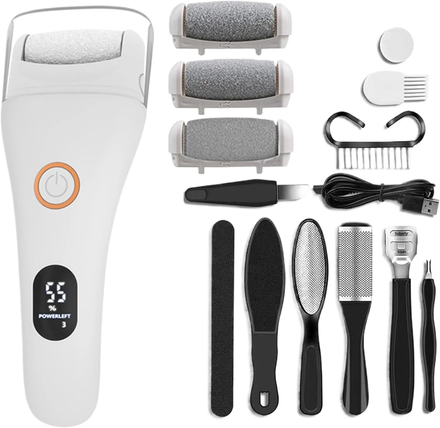 سوهان برقی پدیکور پا | ابزار برقی از بین برنده پینه پا - دستگاه سنگین، بی سیم و قابل حمل برای پدیکور، مانیکور، منزل، اسپا، حمام