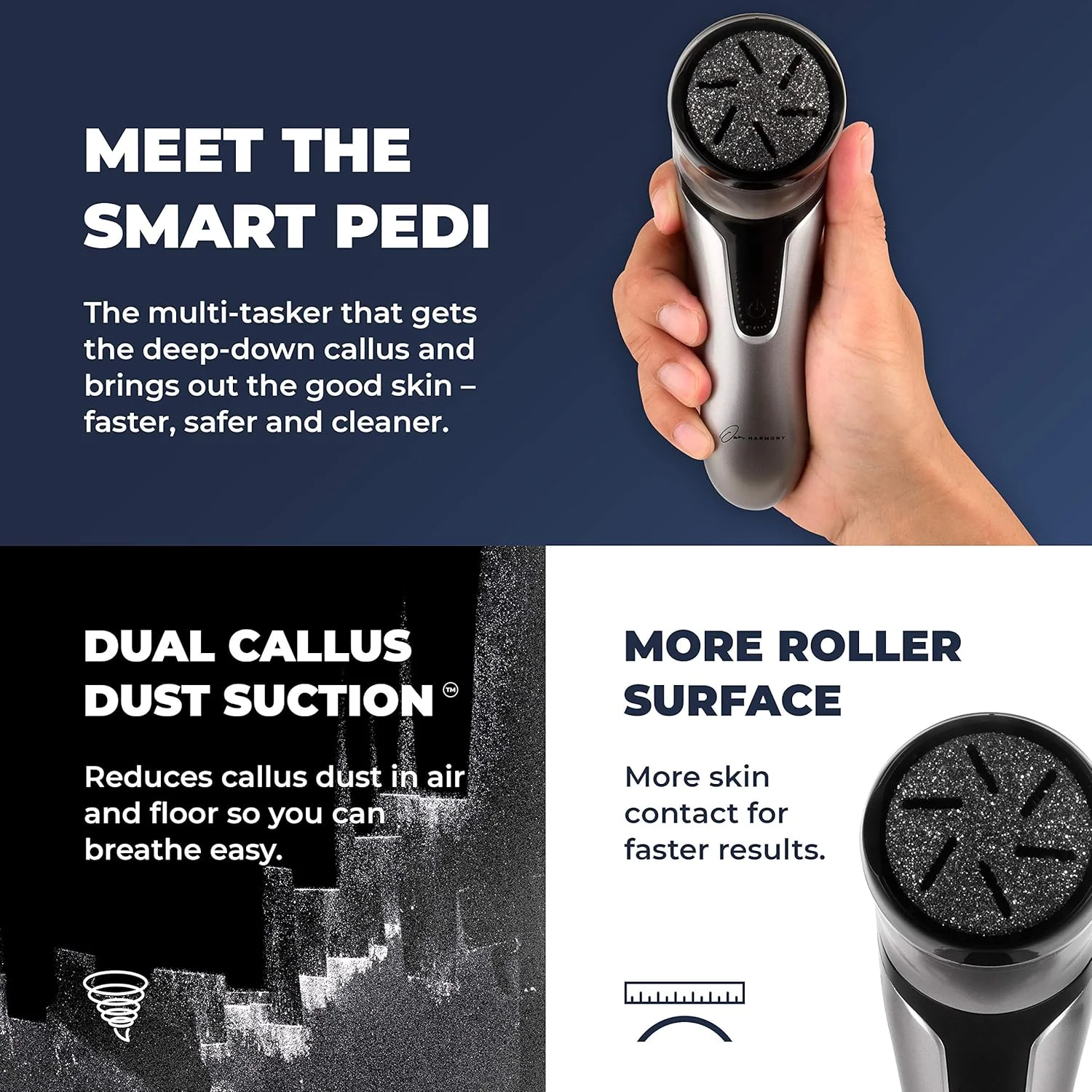 سوهان برقی پا با قابلیت مکش - کیت حرفه ای پدیکور اون هارمونی برای مراقبت قدرتمند از پا، مدل CR2100، دارای 3 غلتک سوهان پا - بهترین برای پوست های سخت، خشک، ترک خورده و مرده (کابل USB) سوهان برقی پا با قابلیت مکش - کیت حرفه ای پدیکور اون هارمونی برای مراقبت قدرتمند از پا، مدل CR2100، دارای 3 غلتک سوهان پا - بهترین برای پوست های سخت، خشک، ترک خورده و مرده (کابل USB)