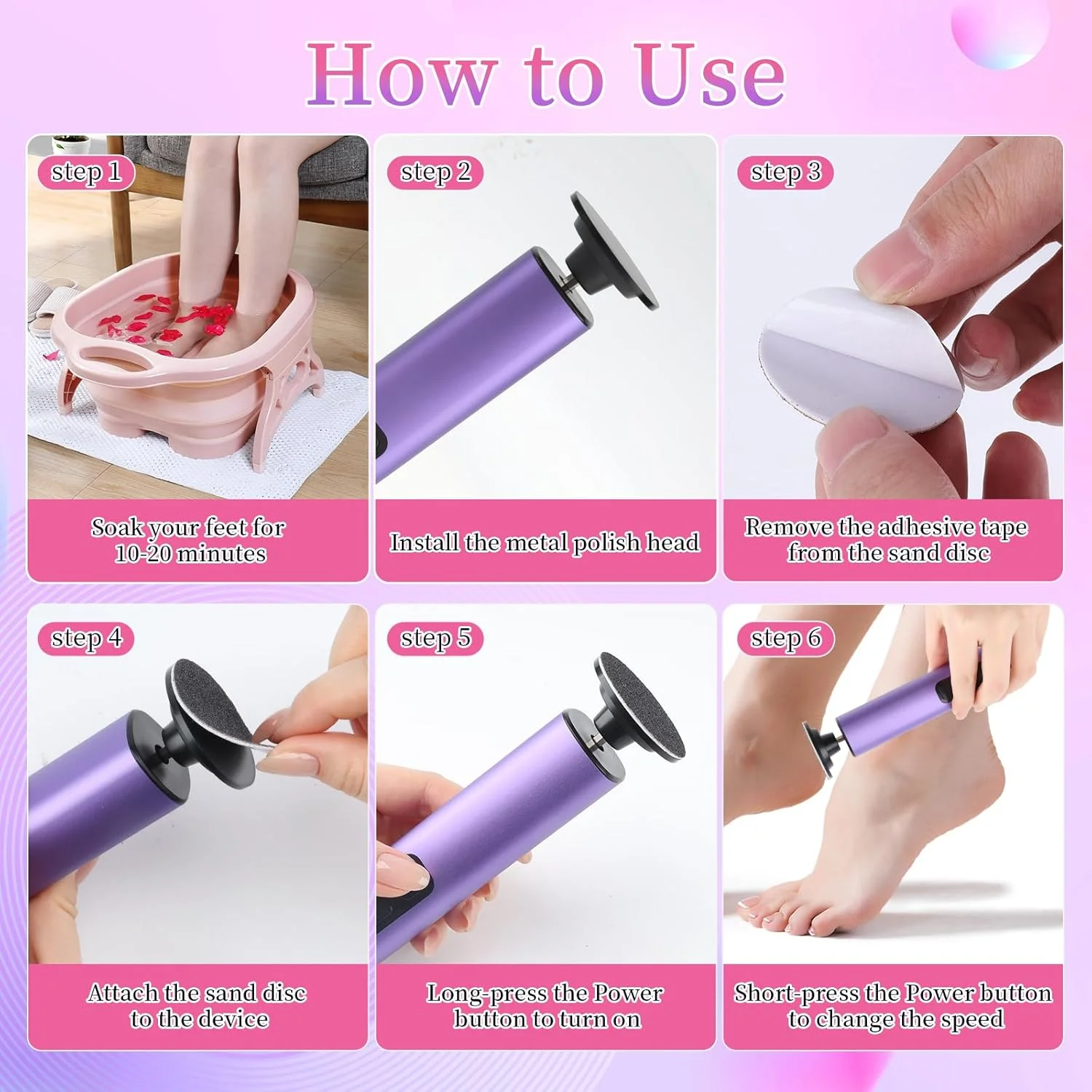 سوهان برقی پا، از بین برنده پوست سخت، دستگاه سنگ پای برقی 2 در 1 با 9 سرعت قابل تنظیم و دیسک سنباده جایگزین، از بین برنده پینه برقی پا، ابزار پدیکور پا برای پوست مرده سوهان برقی پا، از بین برنده پوست سخت، دستگاه سنگ پای برقی 2 در 1 با 9 سرعت قابل تنظیم و دیسک سنباده جایگزین، از بین برنده پینه برقی پا، ابزار پدیکور پا برای پوست مرده