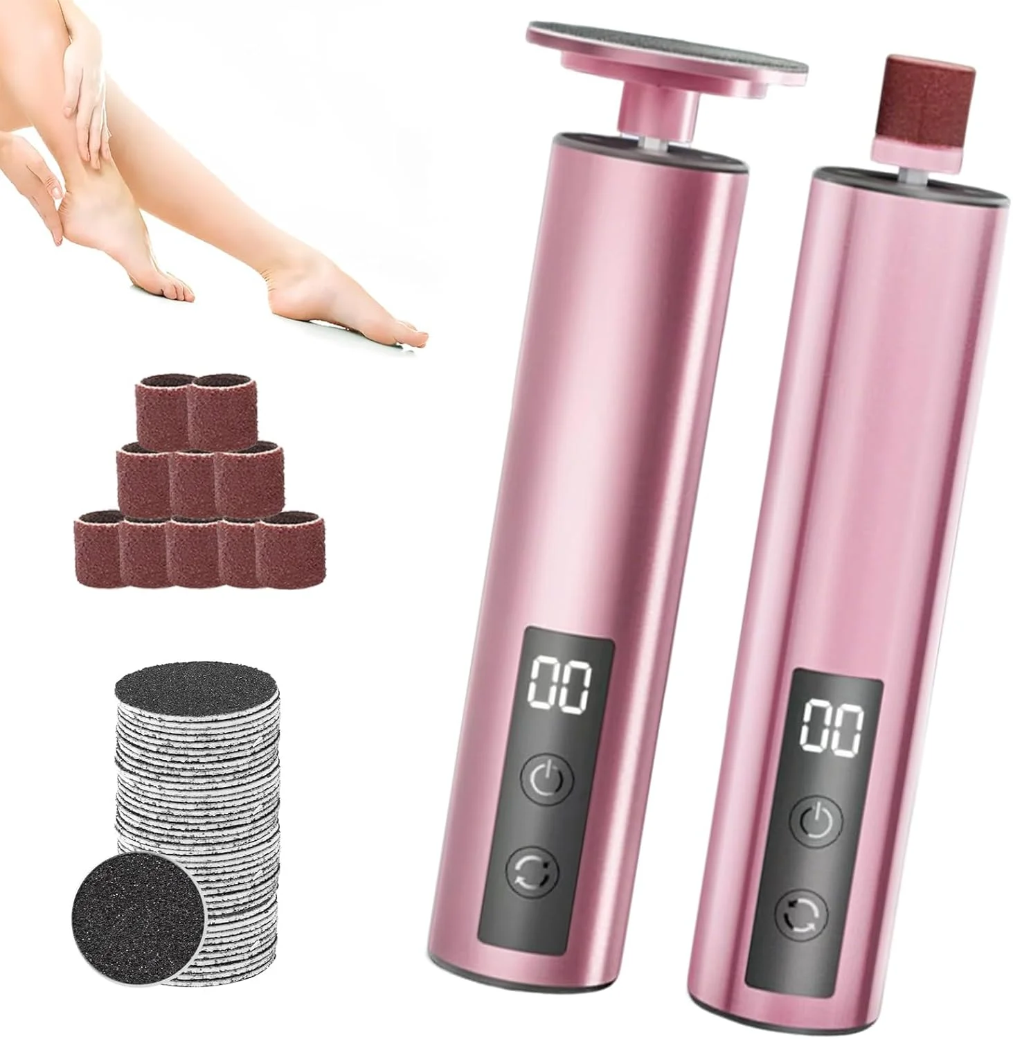 دستگاه الکتریکی از بین برنده پینه پا 2 در 1، از بین برنده پینه، قابل شارژ، ست پدیکور با سرعت قابل تنظیم، دستگاه الکتریکی از بین برنده پینه، ست مانیکور برقی برای خانم ها