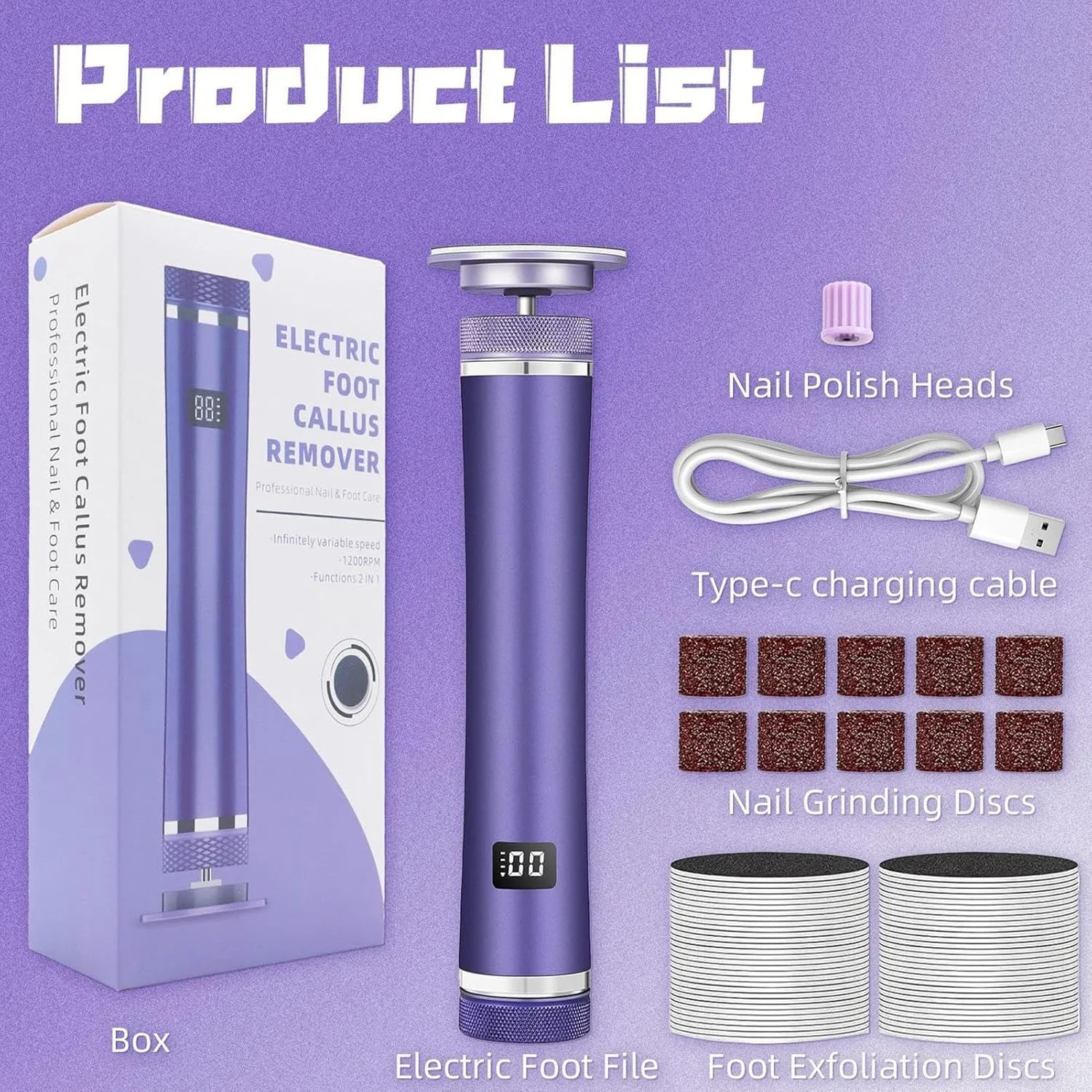 سوهان برقی پا | ابزار از بین بردن پینه پا | سنگ پا برقی قابل شارژ با 12 سرعت قابل تنظیم، لایه بردار و قابل حمل مناسب پاشنه پا برای ورزشکاران، سالمندان، سالن های اسپا، پدیکور بانوان و استفاده در منزل سوهان برقی پا | ابزار از بین بردن پینه پا | سنگ پا برقی قابل شارژ با 12 سرعت قابل تنظیم، لایه بردار و قابل حمل مناسب پاشنه پا برای ورزشکاران، سالمندان، سالن های اسپا، پدیکور بانوان و استفاده در منزل