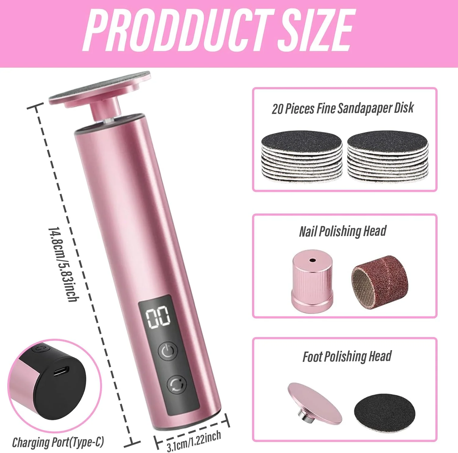 دستگاه الکتریکی از بین برنده پینه پا 2 در 1، از بین برنده پینه، قابل شارژ، ست پدیکور با سرعت قابل تنظیم، دستگاه الکتریکی از بین برنده پینه، ست مانیکور برقی برای خانم ها دستگاه الکتریکی از بین برنده پینه پا 2 در 1، از بین برنده پینه، قابل شارژ، ست پدیکور با سرعت قابل تنظیم، دستگاه الکتریکی از بین برنده پینه، ست مانیکور برقی برای خانم ها