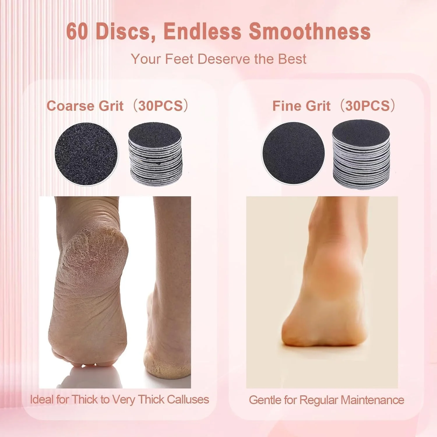 Electric Foot Callus Remover, Professional Electric Foot File with 60 Sandpaper Discs, Foot Scrubber for Dead Skin, Professional Pedicure Tools for Feet Electric Foot Callus Remover, Professional Electric Foot File with 60 Sandpaper Discs, Foot Scrubber for Dead Skin, Professional Pedicure Tools for Feet