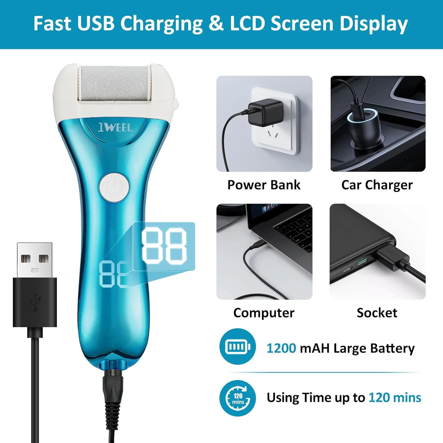 سوهان برقی پدیکور پا، کیت پدیکور برقی قابل شارژ، سوهان برقی پا، اسکرابر پا از بین برنده پوست مرده، مراقبت حرفه ای پا برای پوست مرده، هدیه ایده آل